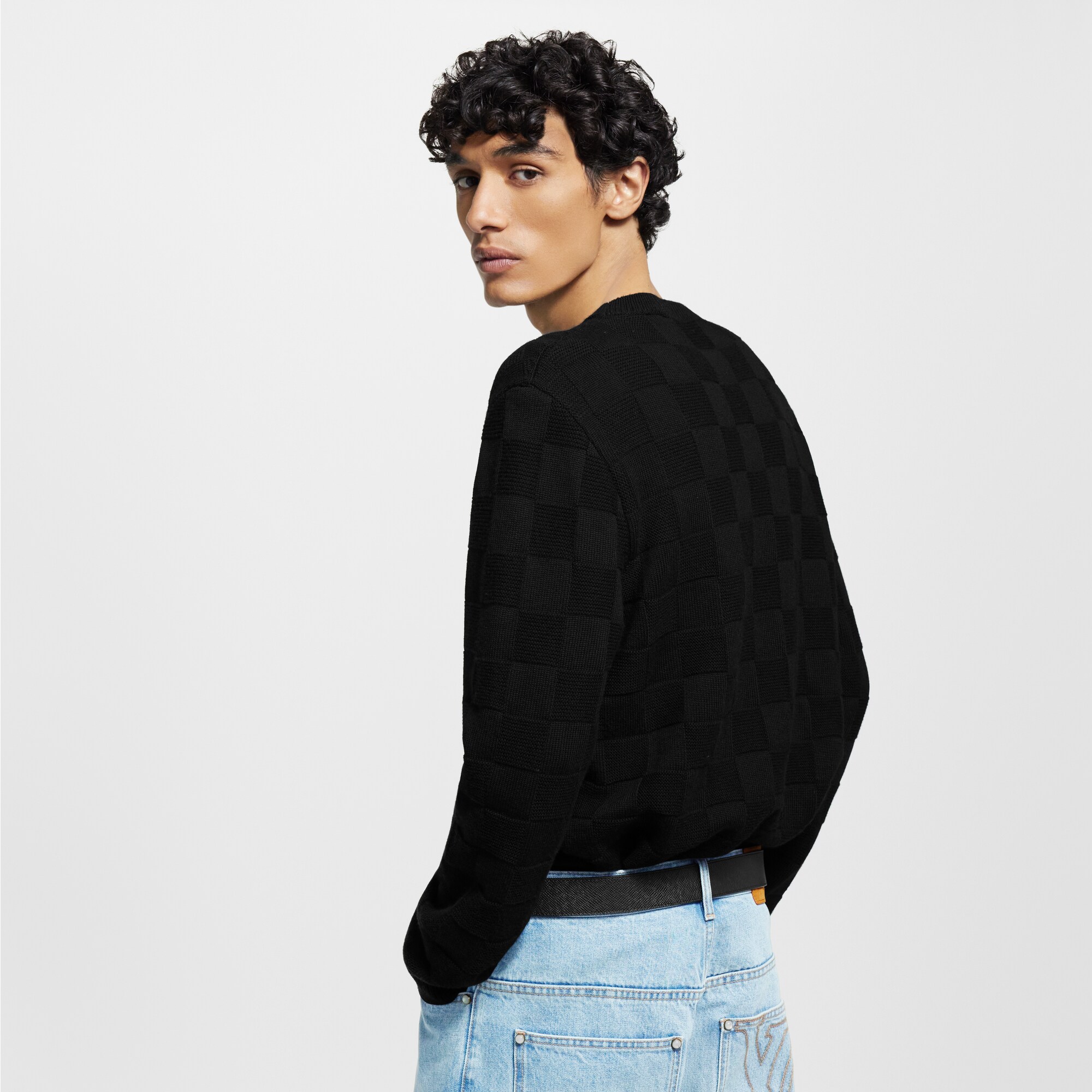  Ready-to-Wear Knitwear and Sweatshirts Embellished Wool Damier Pullover | Louis Vuitton ® (Product zoom)