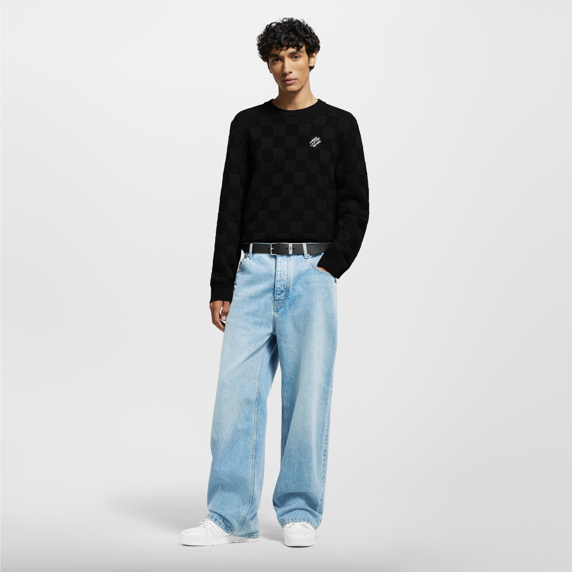  Ready-to-Wear Knitwear and Sweatshirts Embellished Wool Damier Pullover | Louis Vuitton ® (Product zoom)