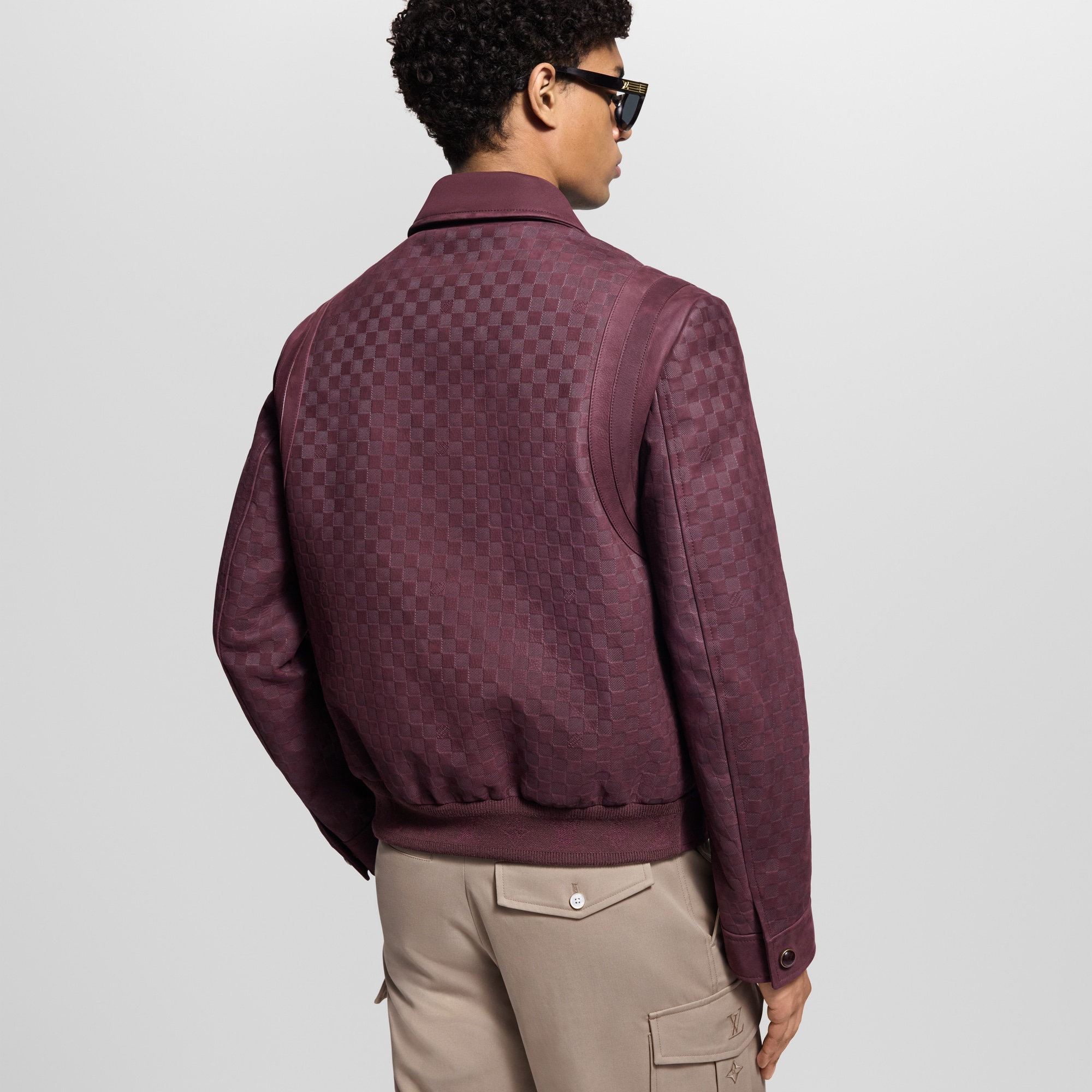  Ready-to-Wear Coats and Outerwear Embossed Damier Leather Blouson | Louis Vuitton ® (Product zoom)