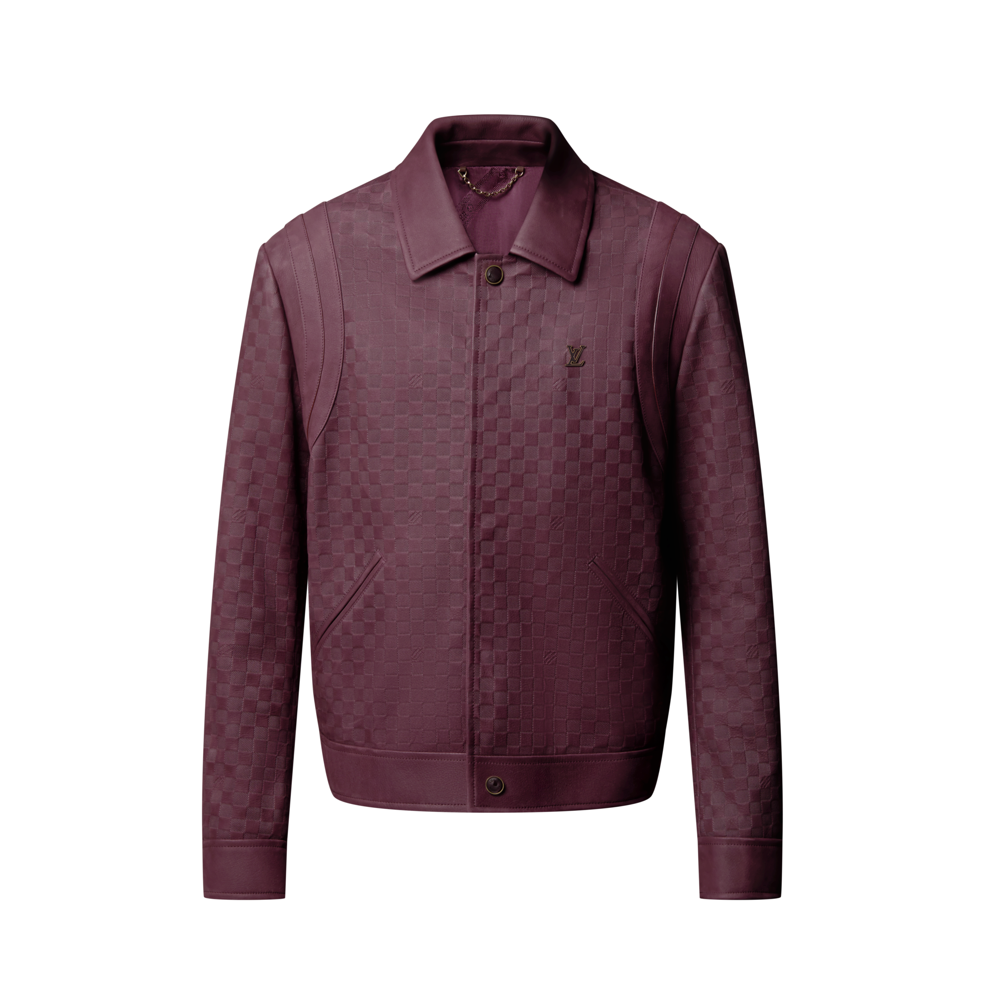  Ready-to-Wear Coats and Outerwear Embossed Damier Leather Blouson | Louis Vuitton ® (Product zoom)