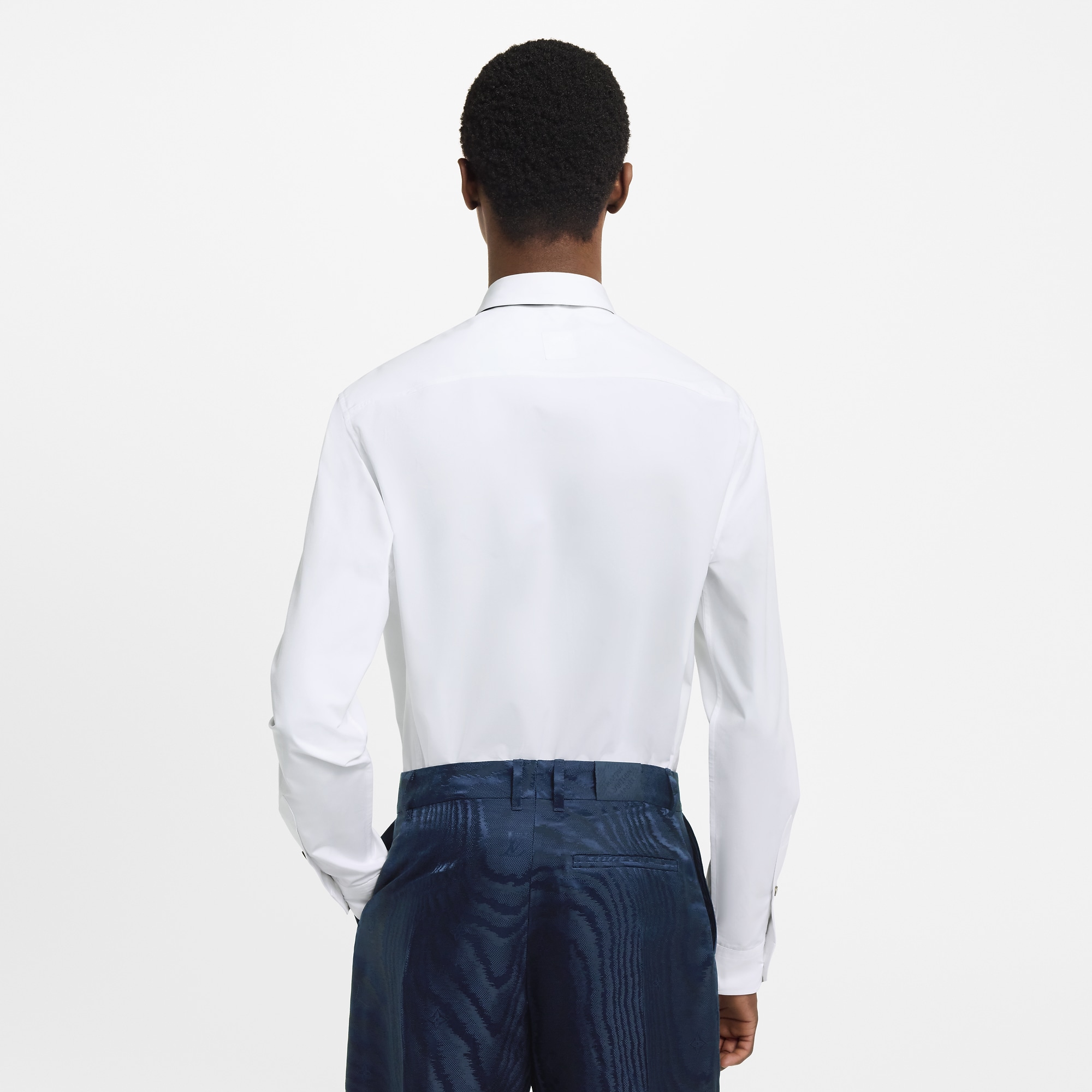 Embossed Signature Long-Sleeved Cotton Shirt