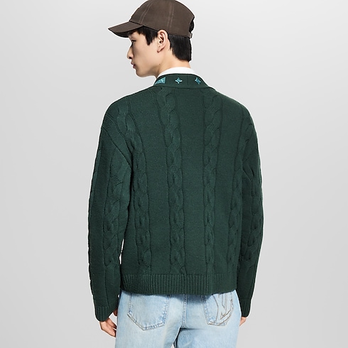 Ready-to-Wear All Ready-to-Wear Embroidered Cable Knit Cardigan | Louis Vuitton ® (Product zoom)
