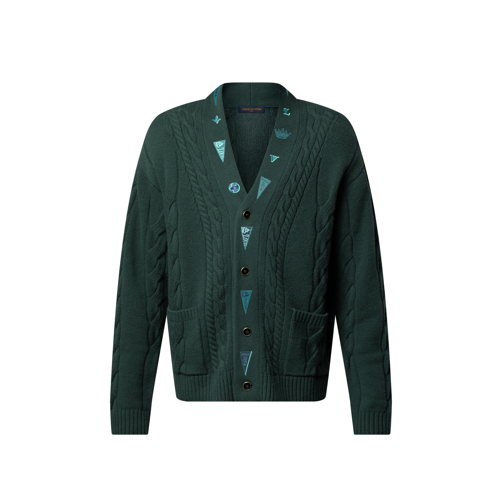 Embroidered Cable Knit Cardigan