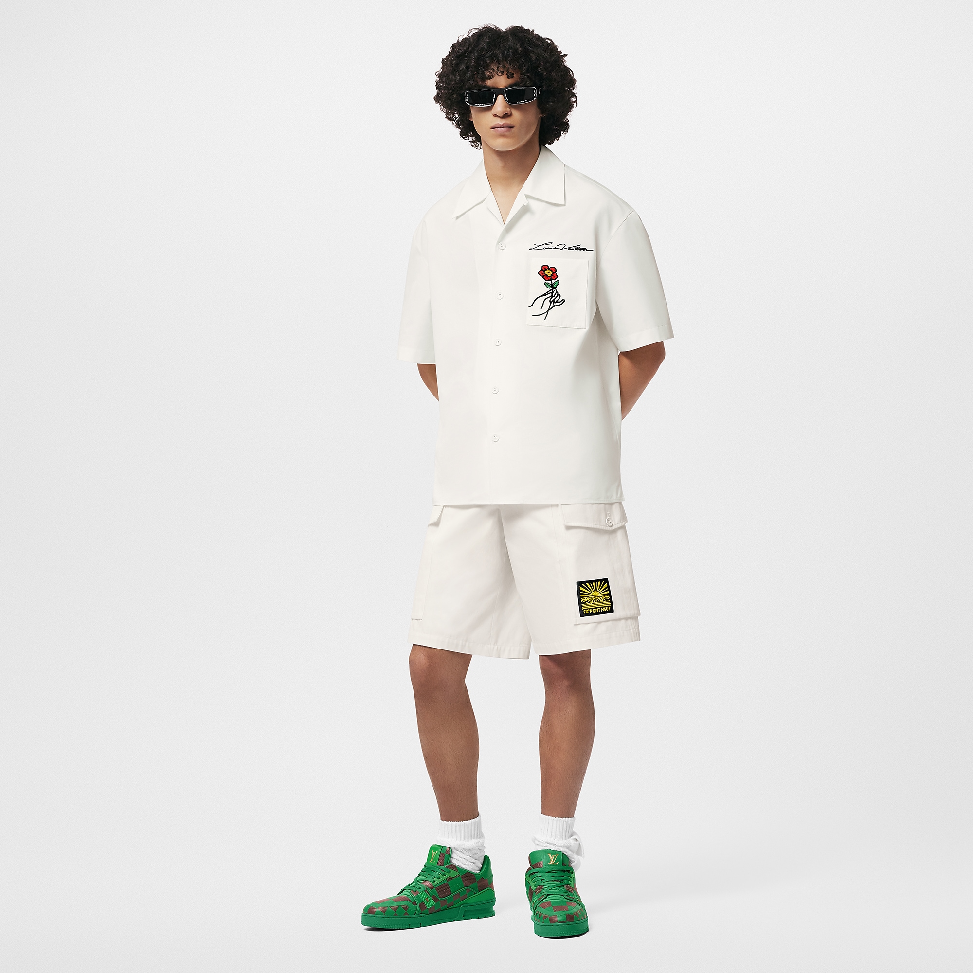 Embroidered Cotton Cargo Shorts