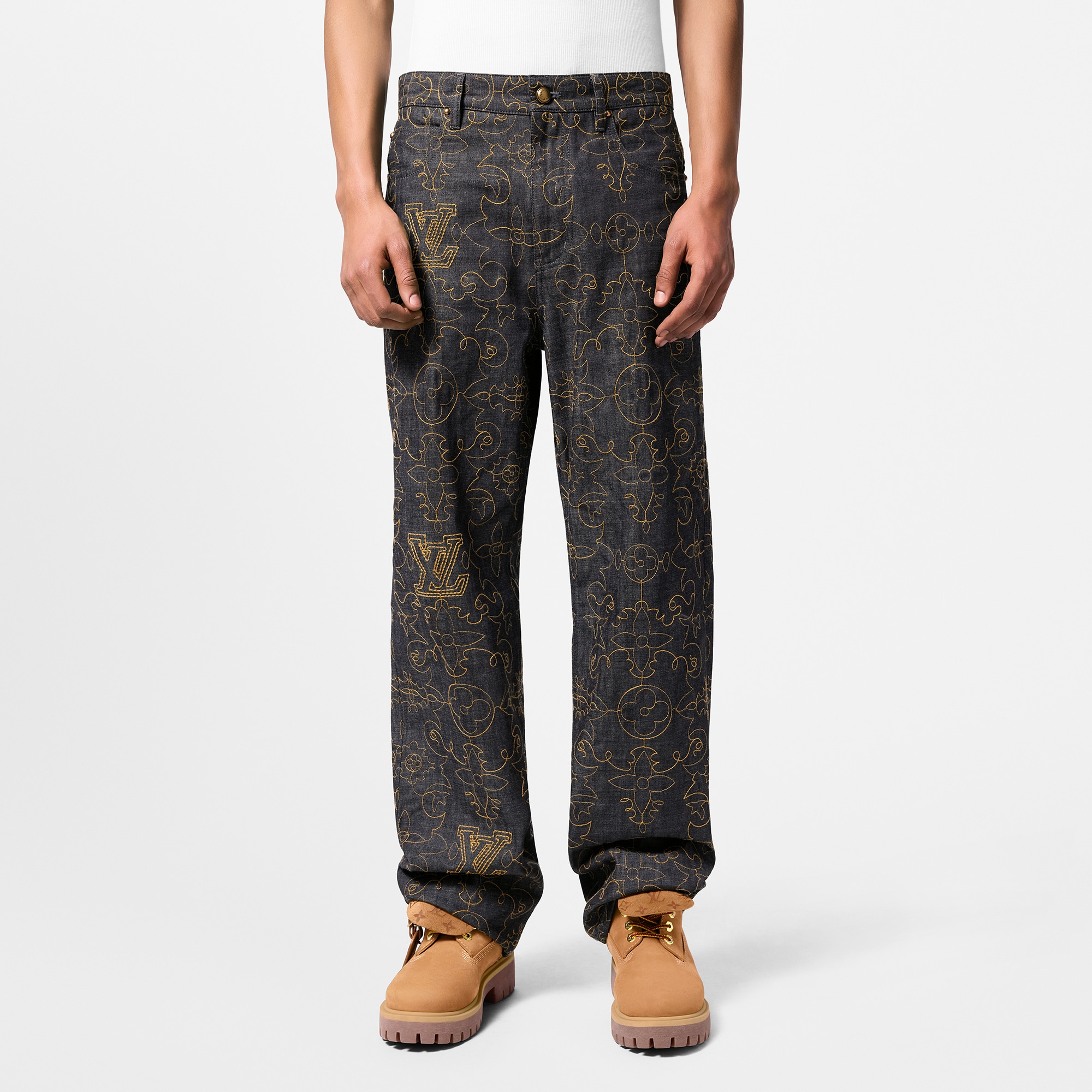  Ready-to-Wear Denim Embroidered Denim Pants | Louis Vuitton ® (Product zoom)