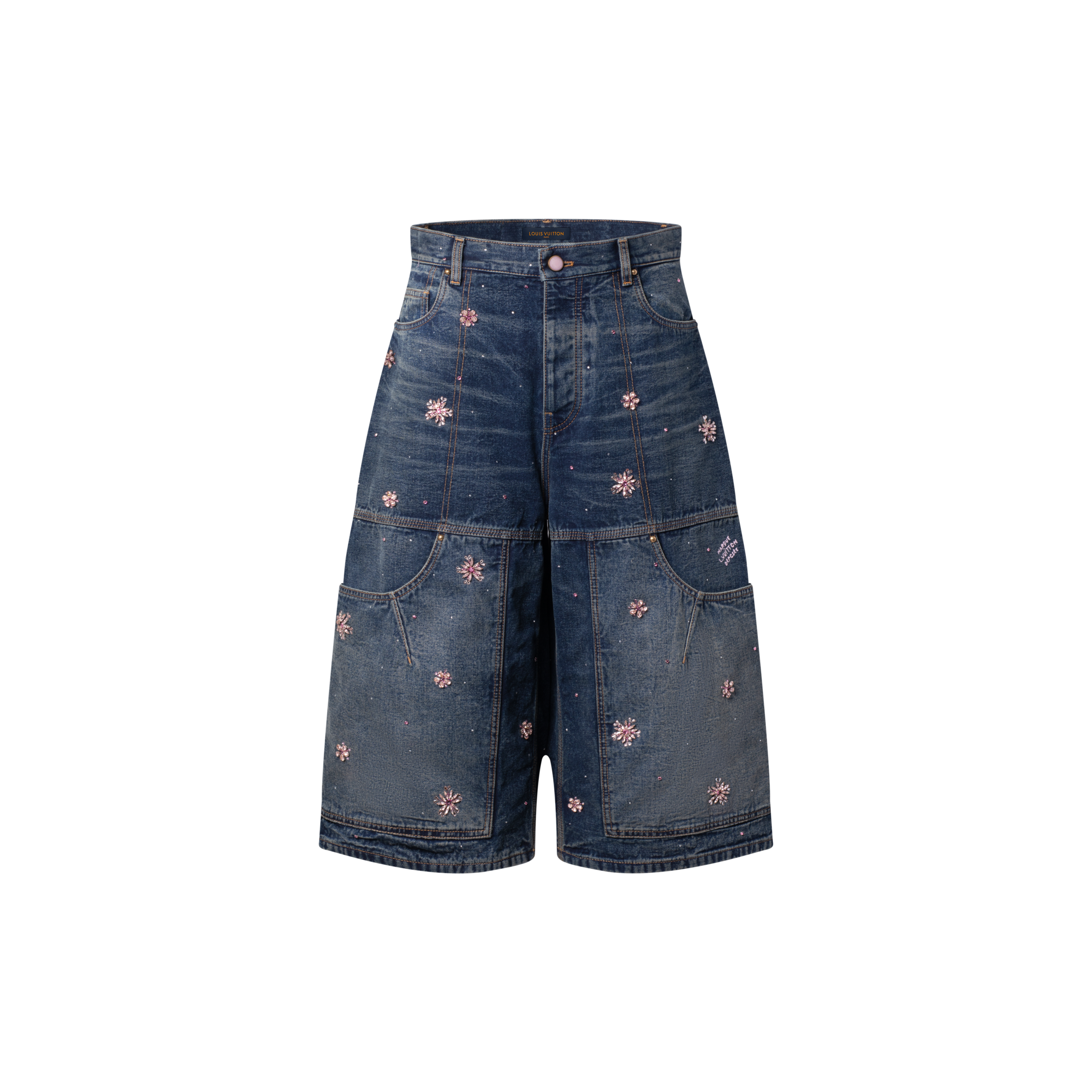  Ready-to-Wear Denim Embroidered Denim Workwear Shorts | Louis Vuitton ® (Product zoom)