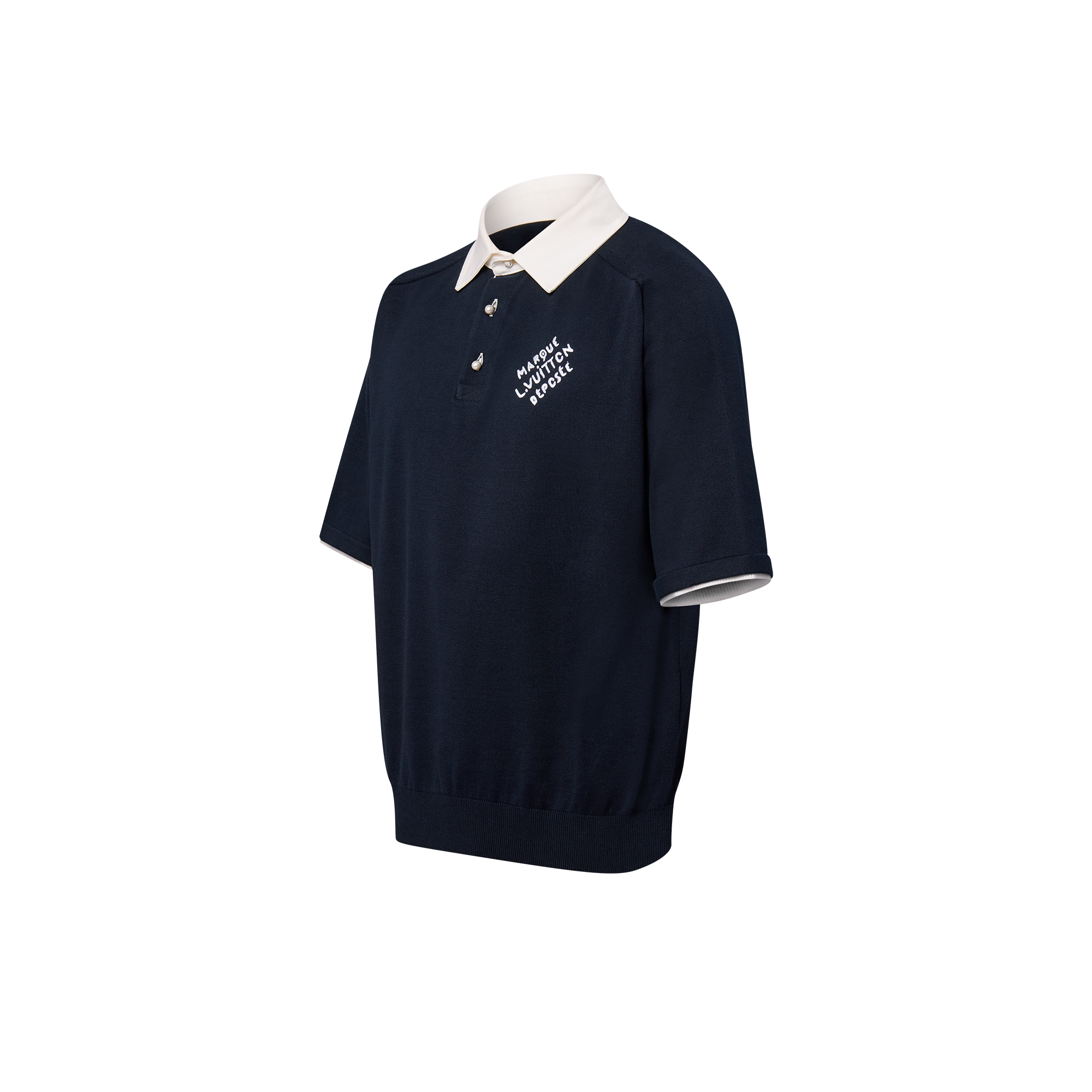 Ready-to-Wear T-Shirts and Polos Embroidered Short-Sleeved Cotton Blend Polo Shirt | Louis Vuitton ® (Product zoom)