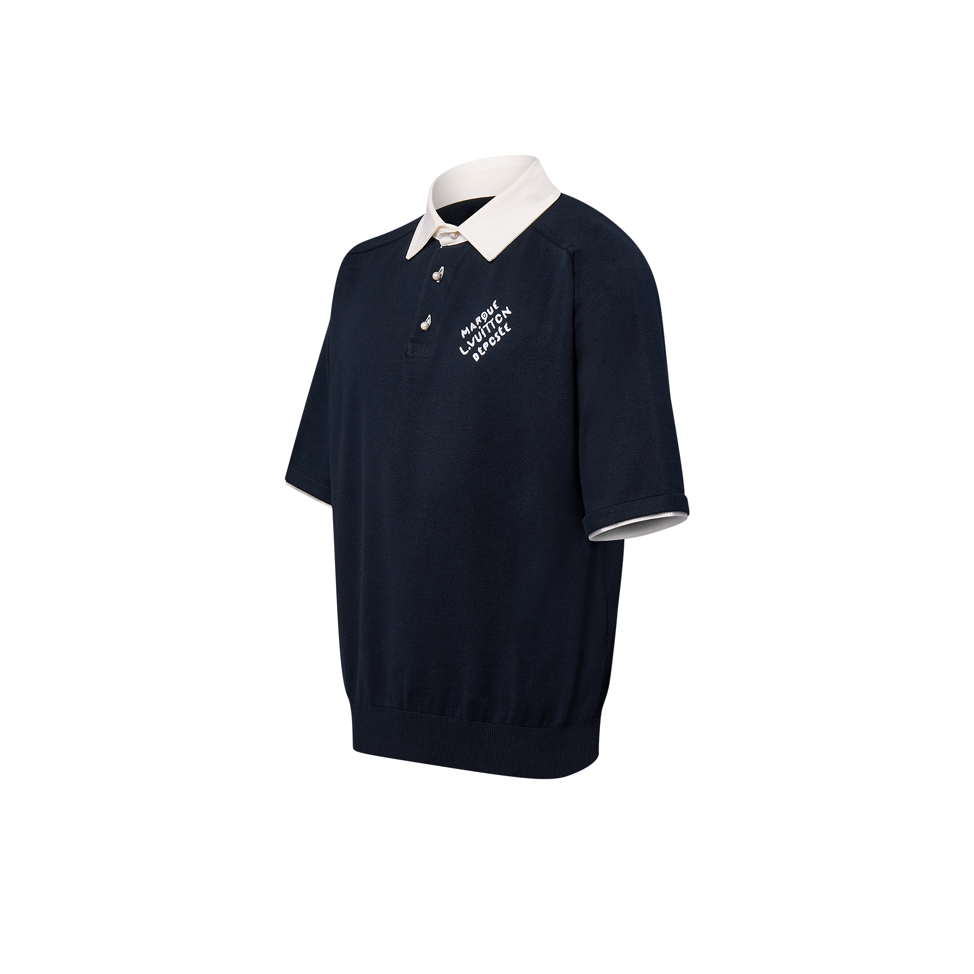 Embroidered Short-Sleeved Cotton Blend Polo Shirt