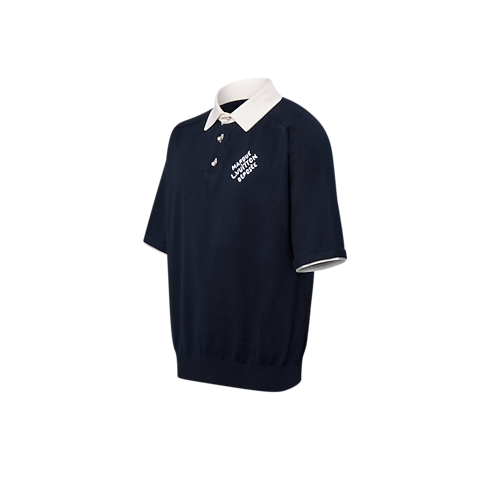 Ready-to-Wear T-Shirts and Polos Embroidered Short-Sleeved Cotton Blend Polo Shirt | Louis Vuitton ® (Product zoom)
