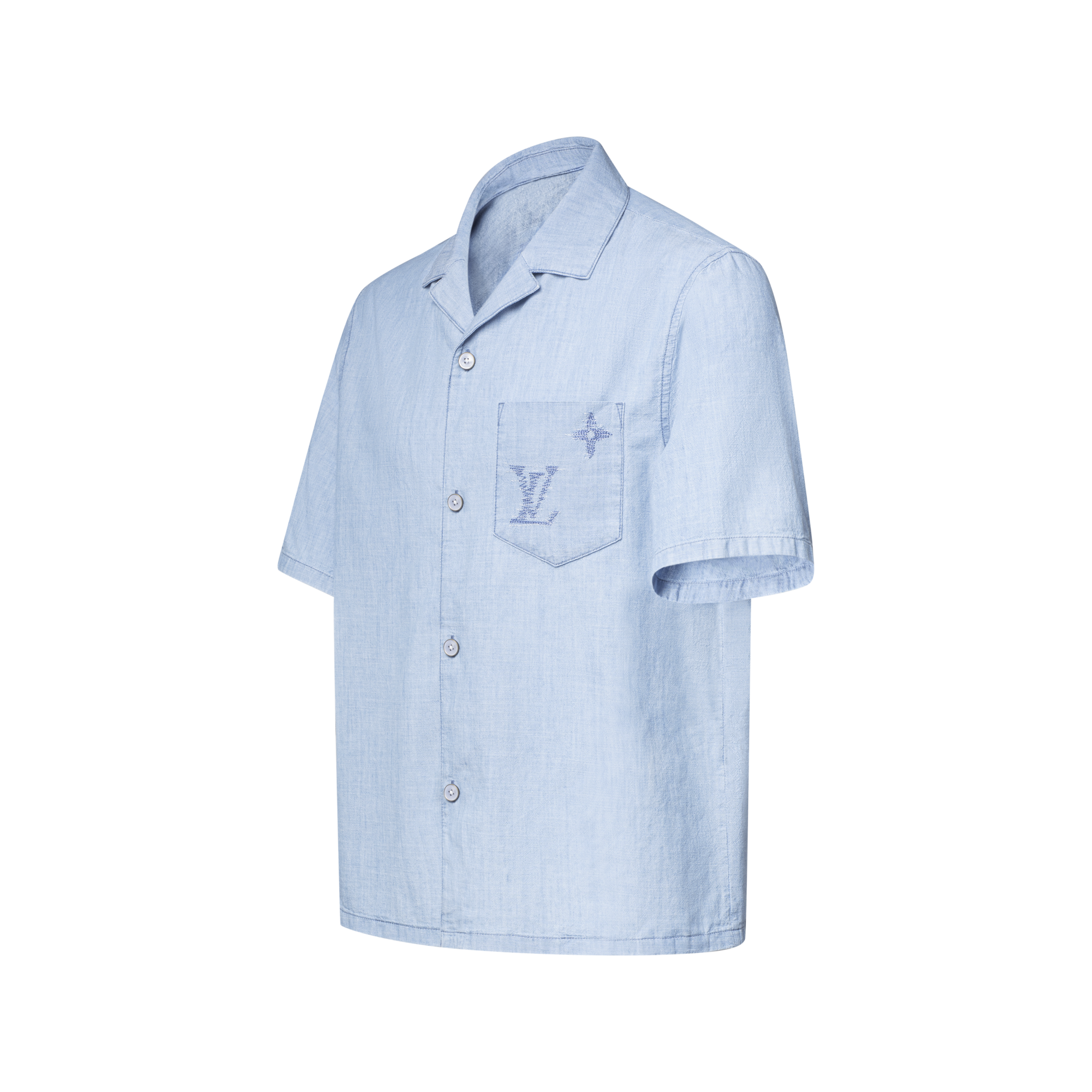 Embroidered Signature Chambray Short-Sleeved Shirt - Men - Ready 
