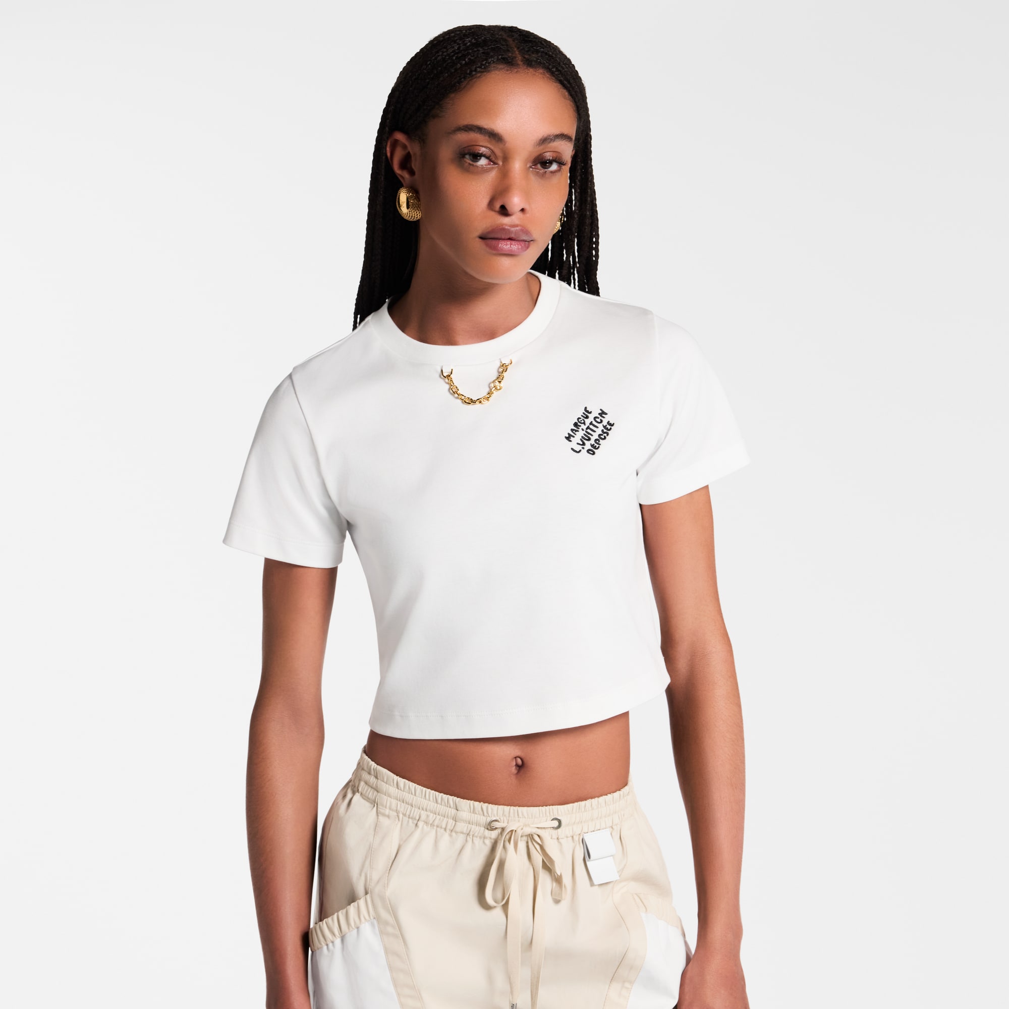  Ready-to-Wear Tops Embroidered Signature Crop Top | Louis Vuitton ® (Product zoom)