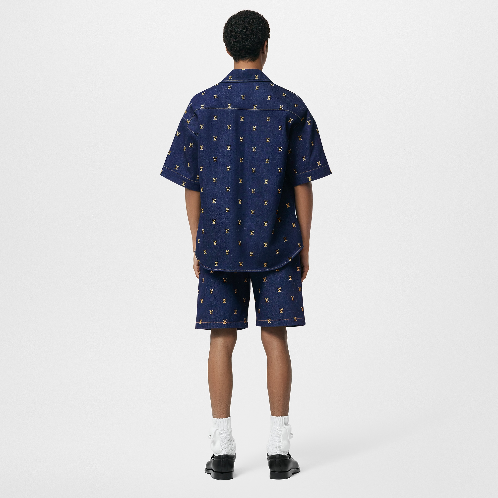 Embroidered Signature Denim Shorts