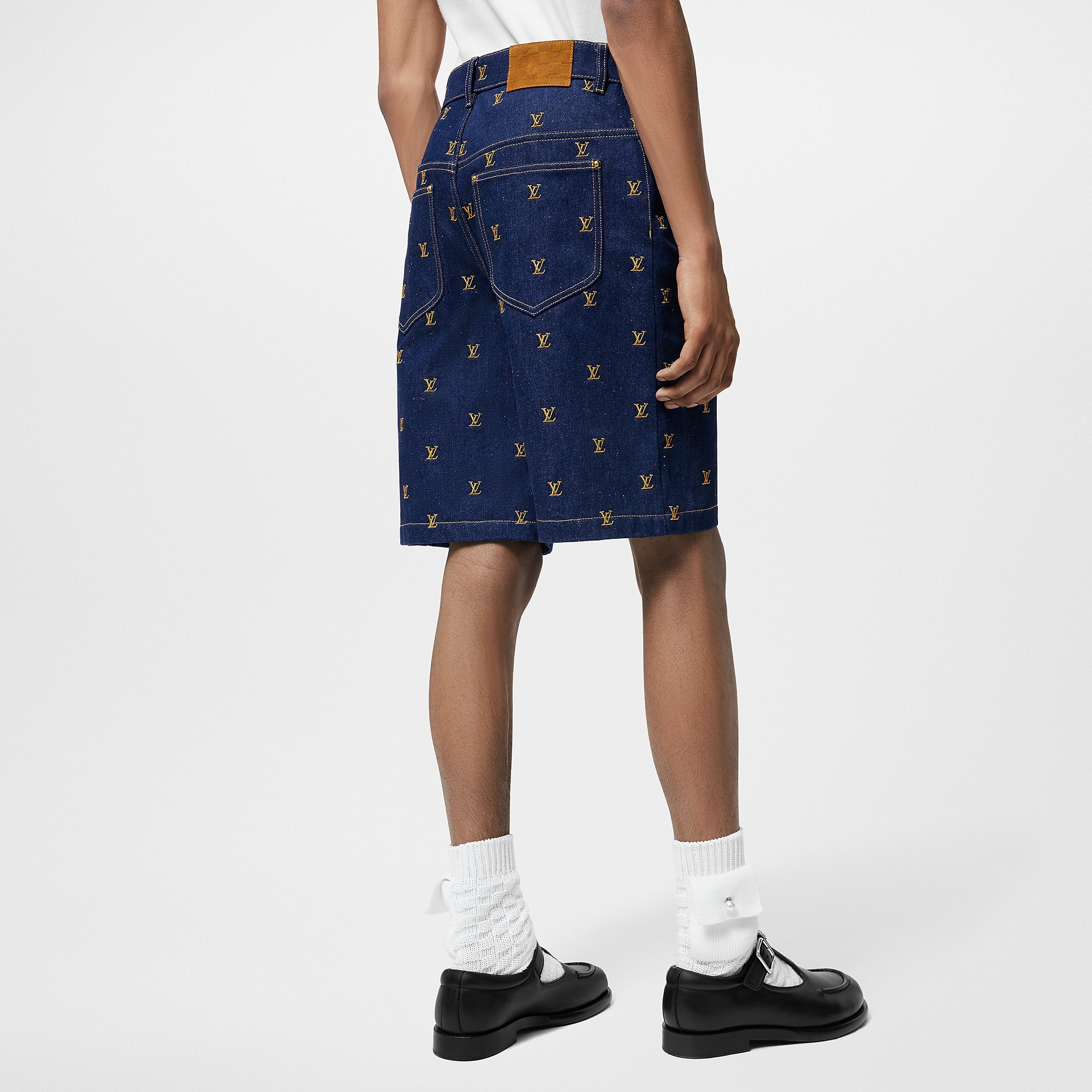 Embroidered Signature Denim Shorts