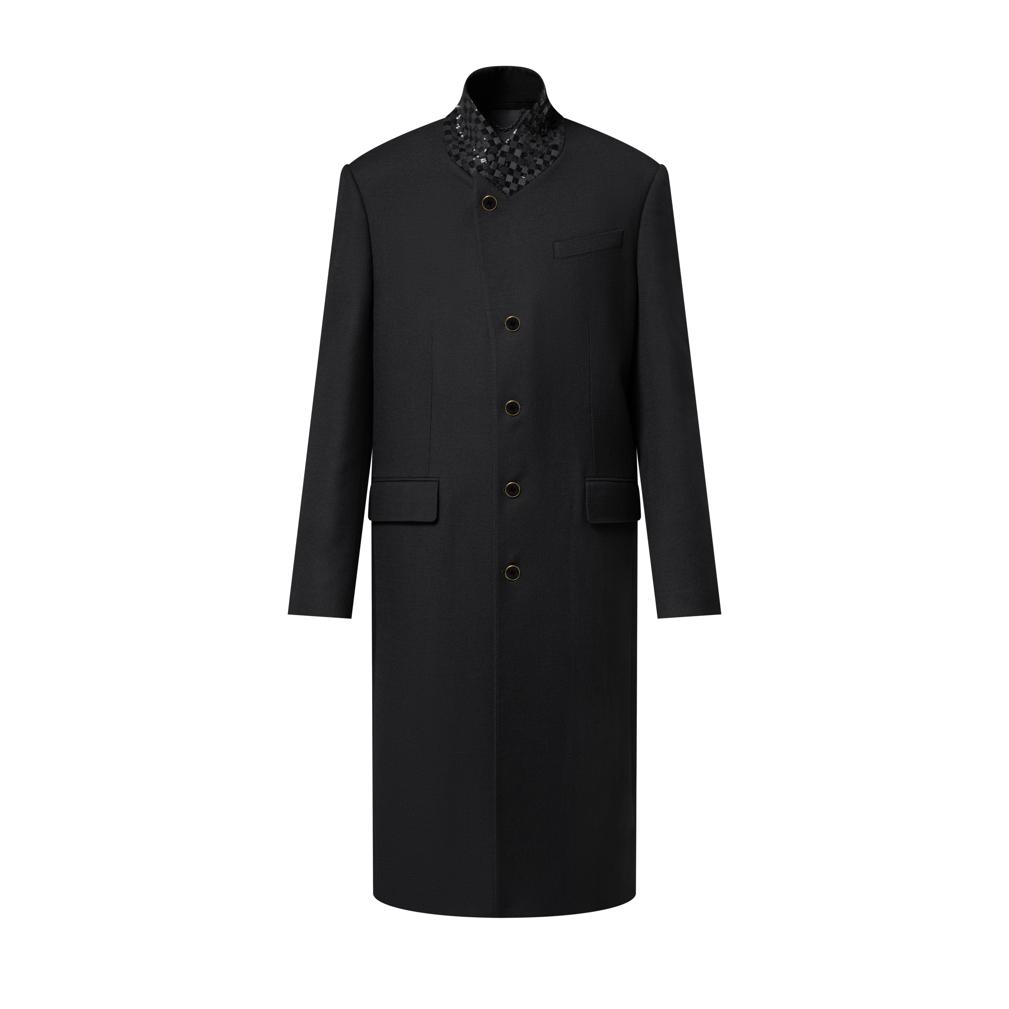 Embroidered Standing Collar Single-Breasted Coat - Men - Ready-to 
