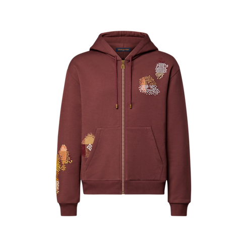 Embroidered Zipped Hoodie Front View