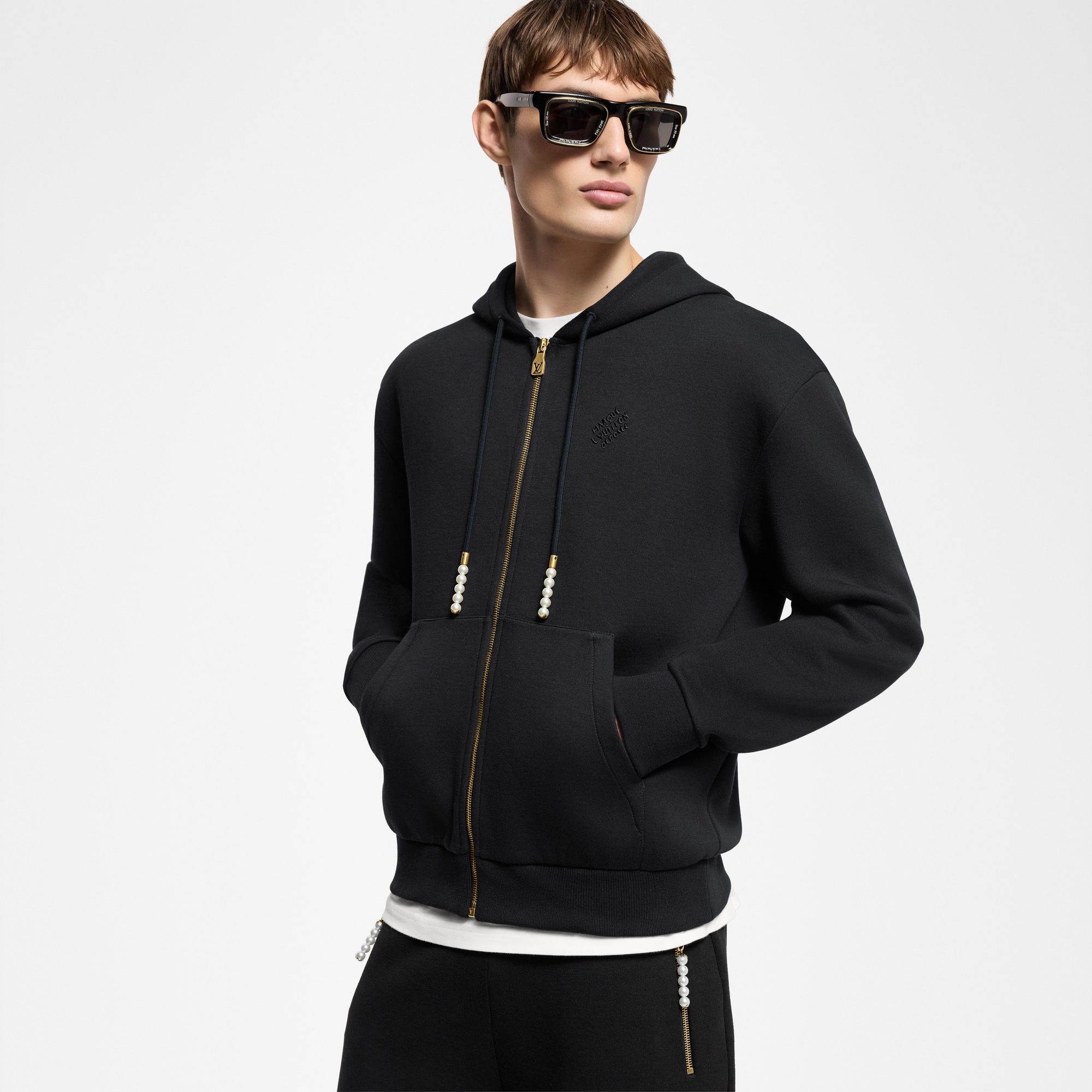  Ready-to-Wear All Ready-to-Wear Embroidered Zipped Jersey Hoodie | Louis Vuitton ® (Product zoom)