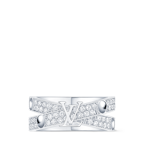 Categories All Fine Jewelry Empreinte Double Ring, White Gold and Diamonds | Louis Vuitton ® (Product zoom)