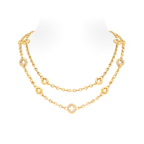 Categories Necklaces and Pendants Empreinte Transformable Long Necklace, Yellow Gold and Diamonds | Louis Vuitton ® (Product zoom)