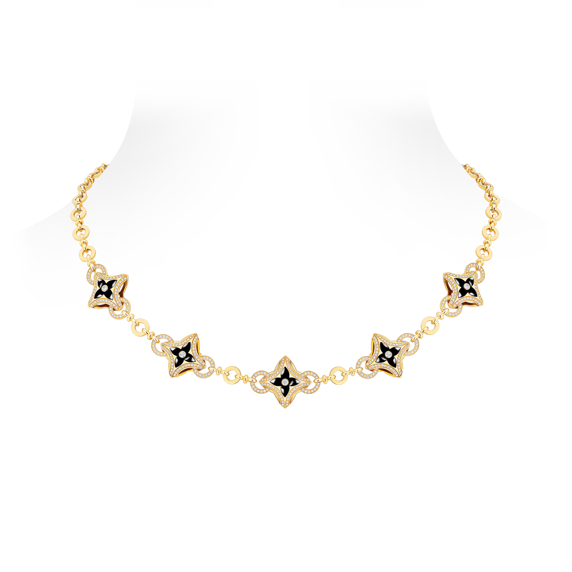  Categories Necklaces and Pendants  Ever Blossom Necklace, Yellow Gold, Onyx & Diamonds | Louis Vuitton ® (Product zoom)