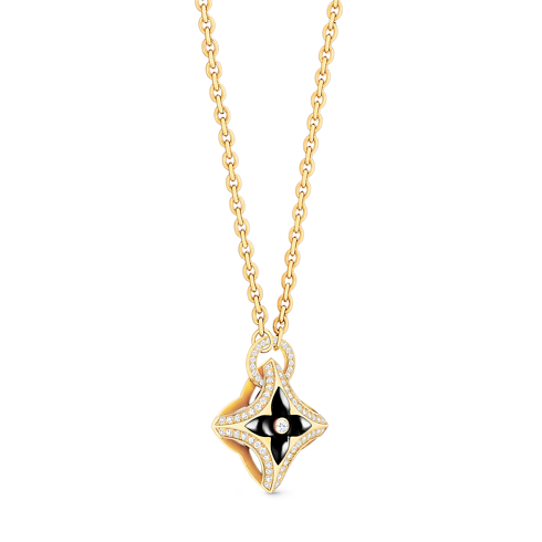 Categories Necklaces and Pendants Ever Blossom Pendant, Yellow Gold, Onyx & Diamonds | Louis Vuitton ® (Product zoom)