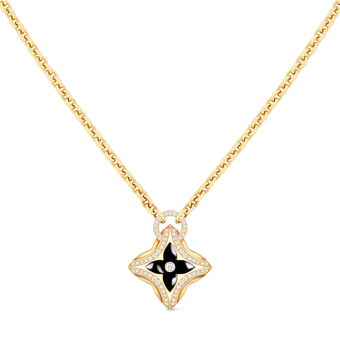 Categories Necklaces and Pendants Ever Blossom Pendant, Yellow Gold, Onyx & Diamonds | Louis Vuitton ® (Product zoom)