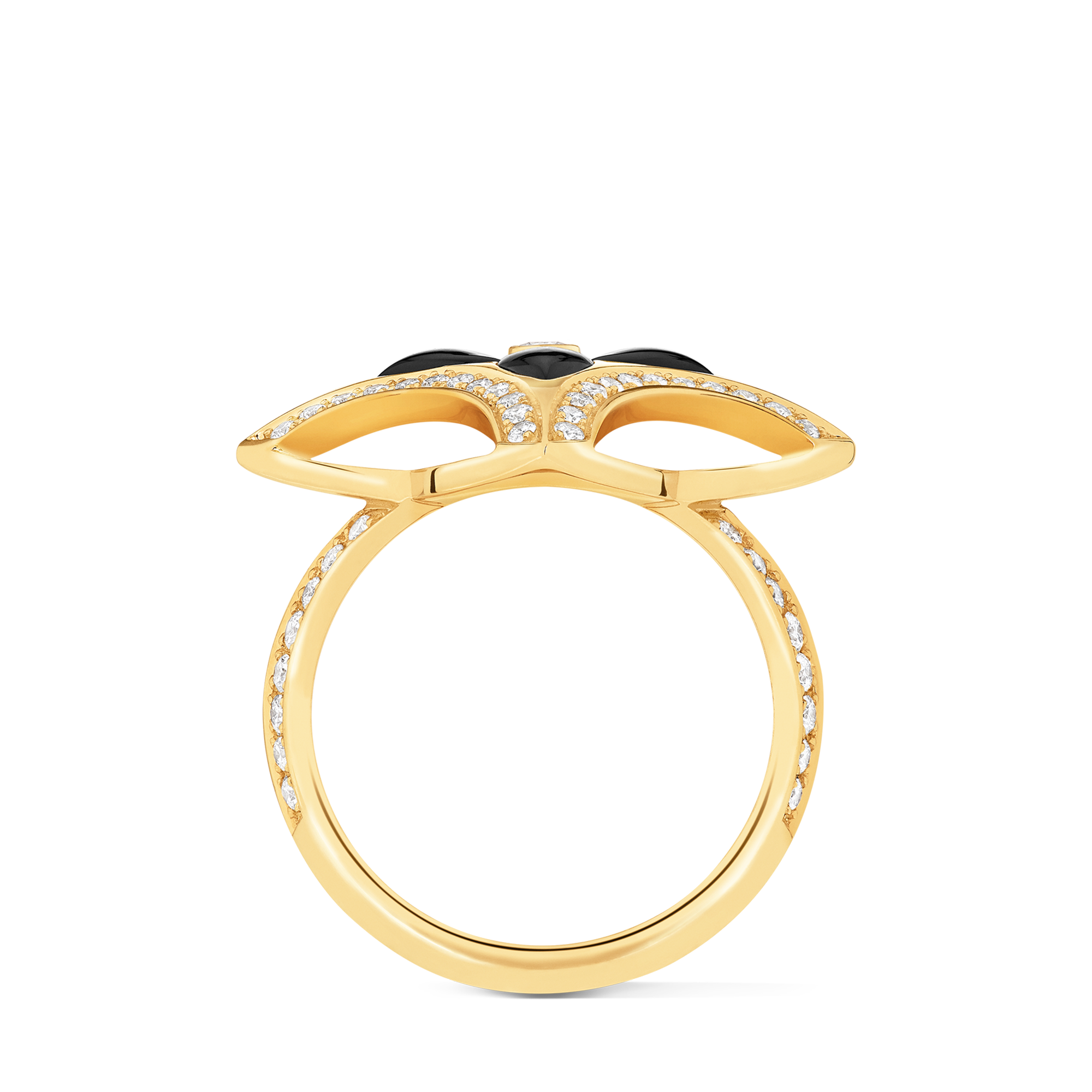  Categories All Fine Jewelry Ever Blossom Ring, Yellow Gold, Onyx & Diamonds | Louis Vuitton ® (Product zoom)