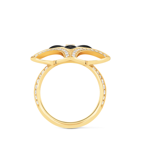 Categories All Fine Jewelry Ever Blossom Ring, Yellow Gold, Onyx & Diamonds | Louis Vuitton ® (Product zoom)