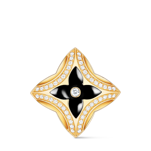 Categories All Fine Jewelry Ever Blossom Ring, Yellow Gold, Onyx & Diamonds | Louis Vuitton ® (Product zoom)