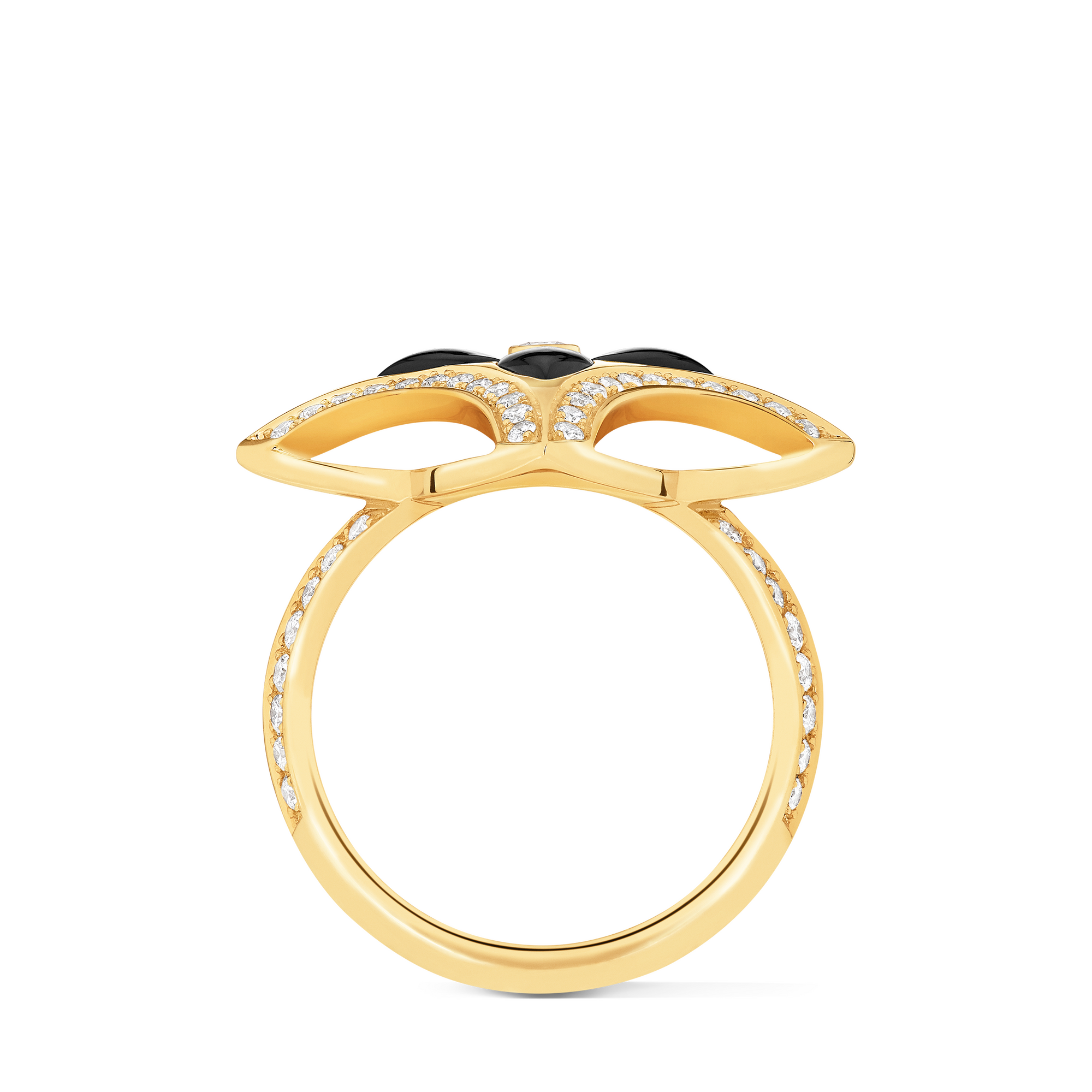  Categories All Fine Jewelry Ever Blossom Ring, Yellow Gold, Onyx & Diamonds | Louis Vuitton ® (Product zoom)