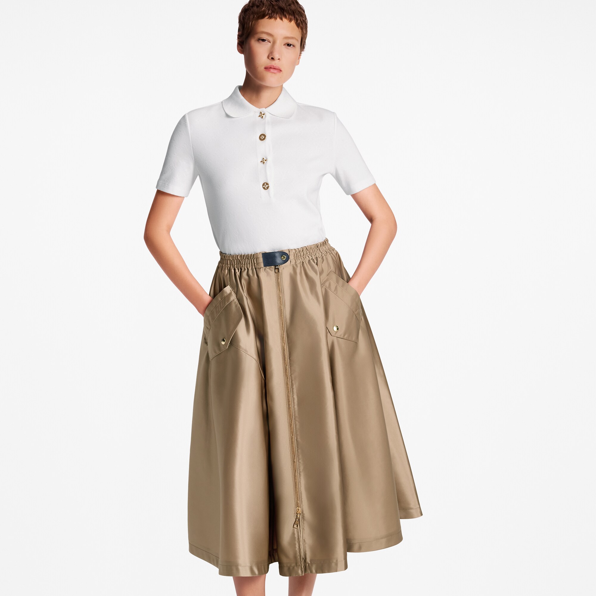 Flap Pocket Flared Skirt