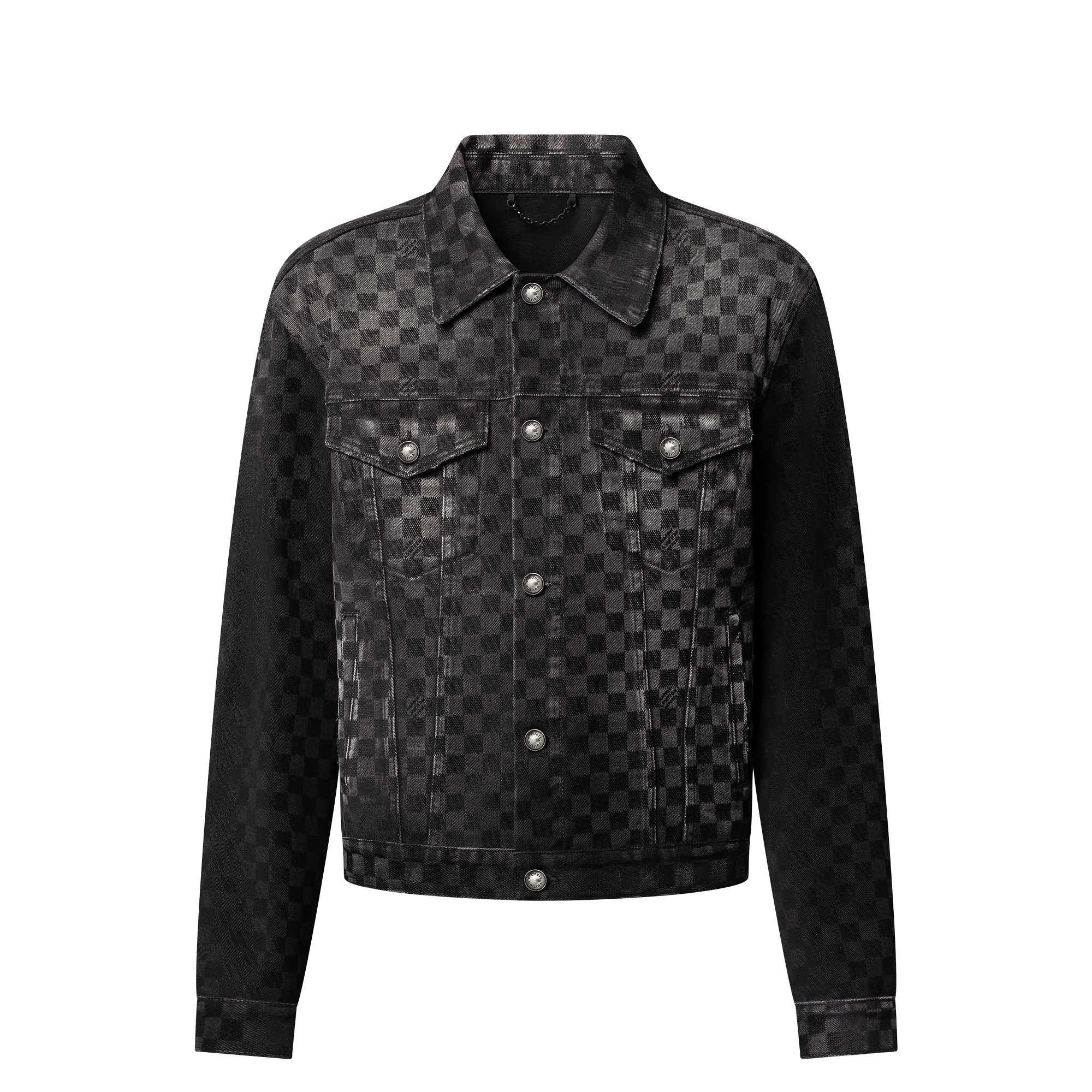 Flocked Damier Denim Trucker Jacket
