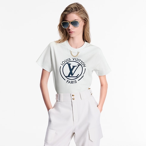 Ready-to-Wear Tops Flocked LV T-Shirt | Louis Vuitton ® (Product zoom)