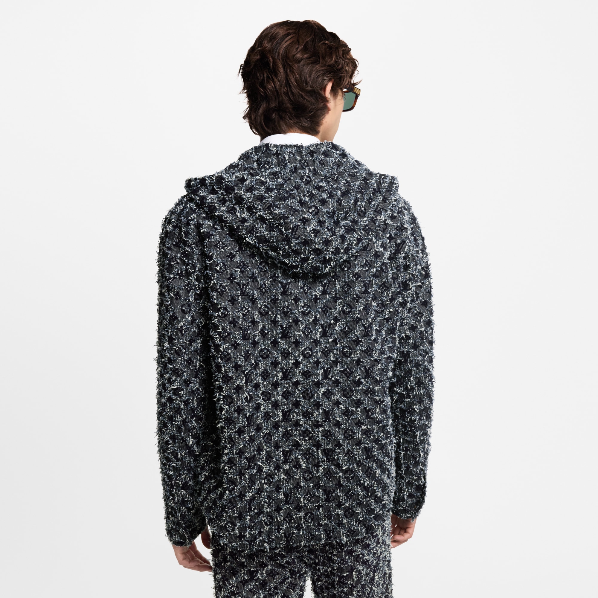  Ready-to-Wear All Ready-to-Wear Flocked Monogram Denim Hoodie | Louis Vuitton ® (Product zoom)