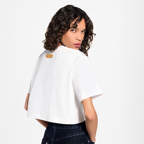 Ready-to-Wear T-shirts and Sweatshirts Flocked Signature Crop Top | Louis Vuitton ® (Product zoom)