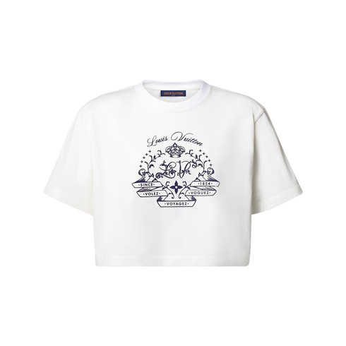 Ready-to-Wear T-shirts and Sweatshirts Flocked Signature Crop Top | Louis Vuitton ® (Product zoom)