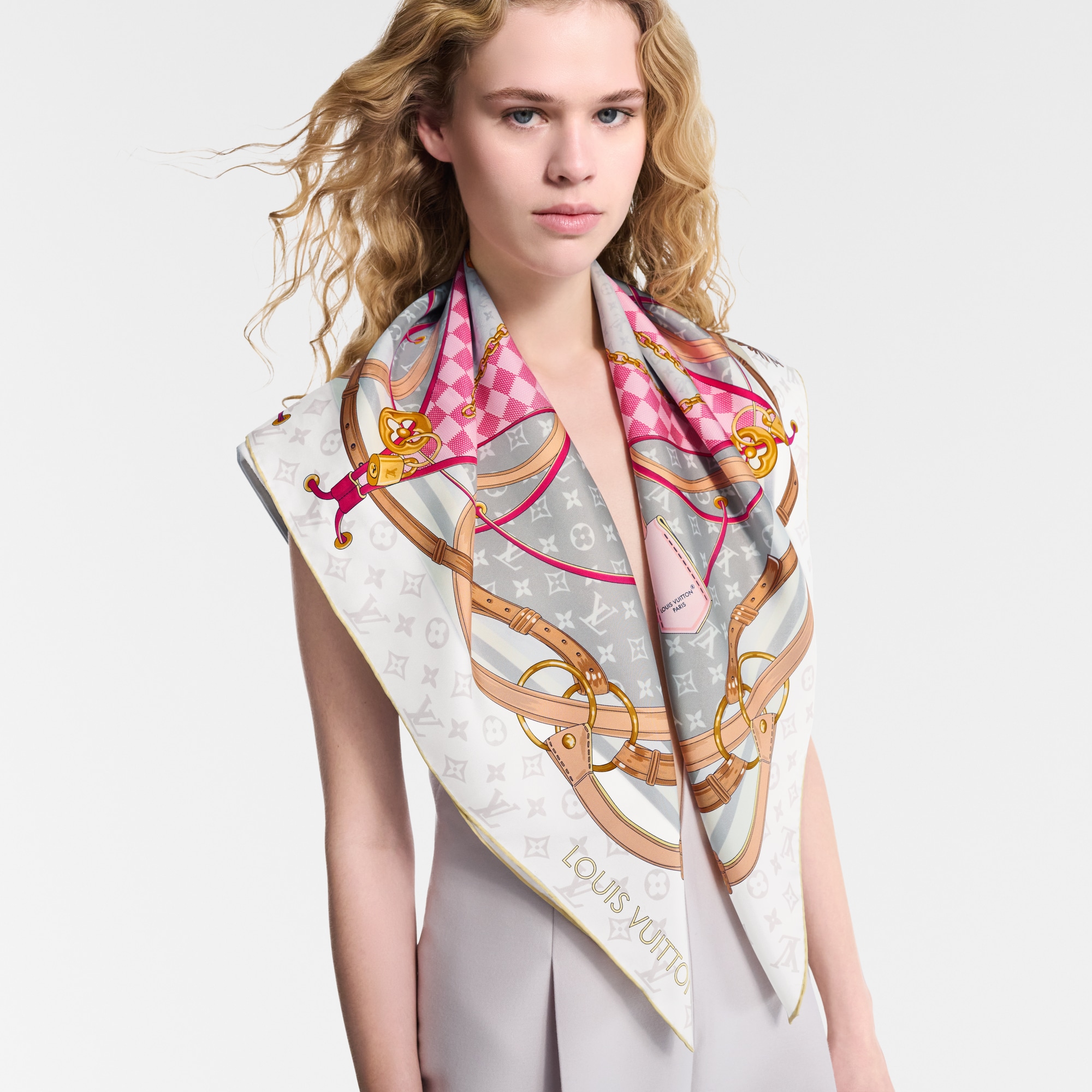 S00 Accessories Silk Squares and Bandeaus  Flower And Straps Square 90 | Louis Vuitton ® (Product zoom)