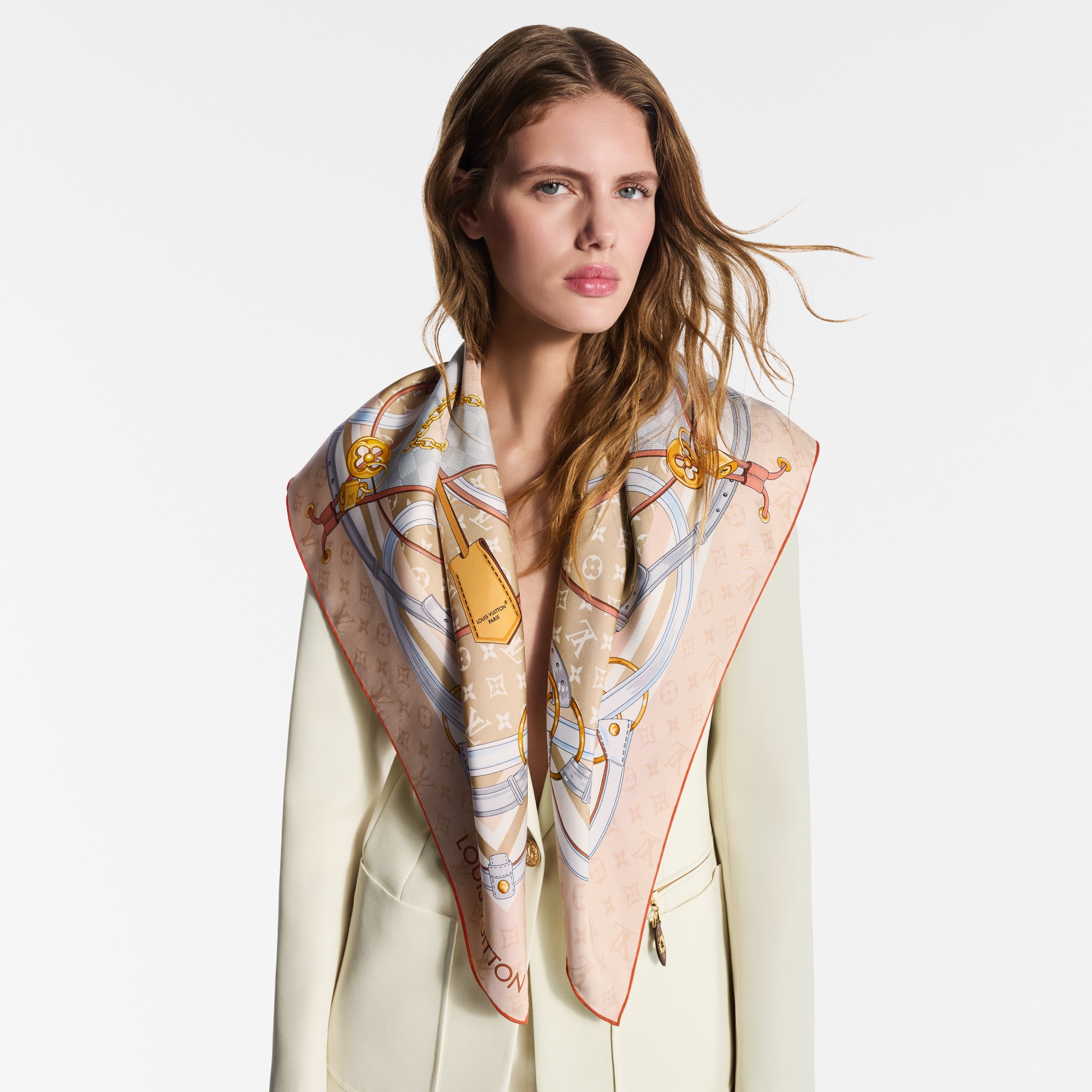 S00 Accessories Silk Squares and Bandeaus  Flower And Straps Square 90 | Louis Vuitton ® (Product zoom)