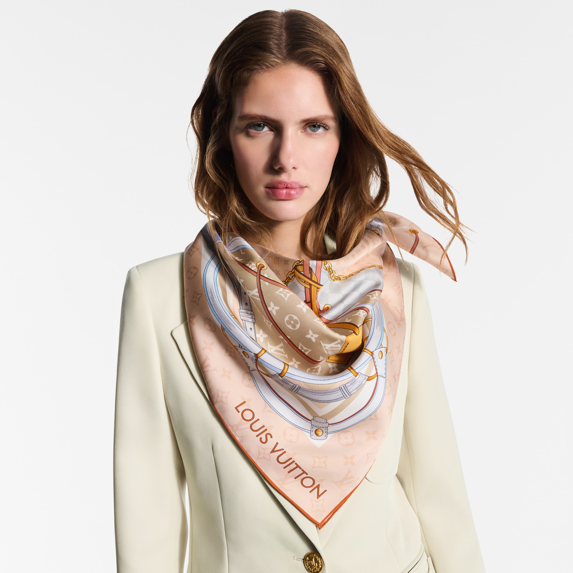 S00 Accessories Silk Squares and Bandeaus  Flower And Straps Square 90 | Louis Vuitton ® (Product zoom)