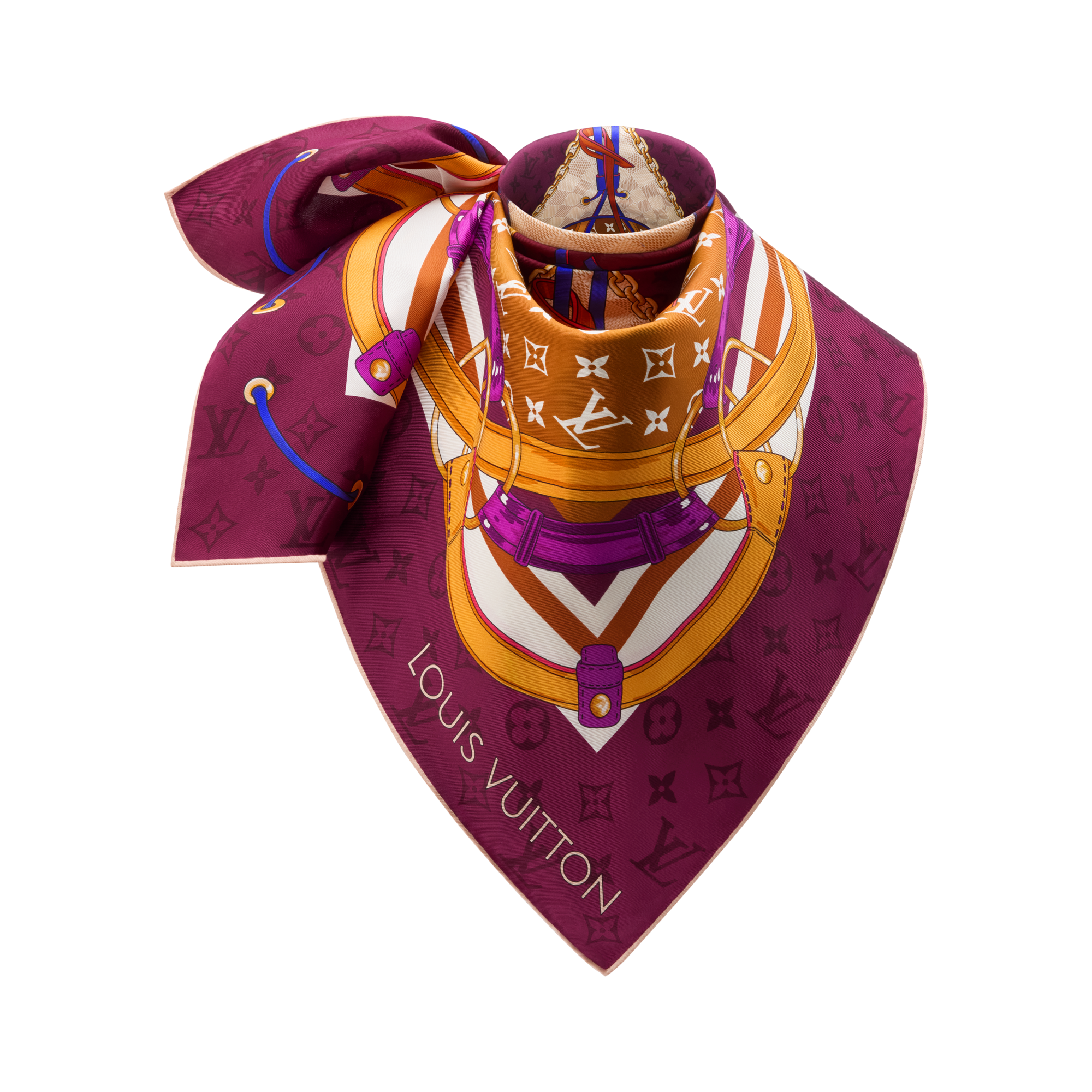 S00 Accessories Silk Squares and Bandeaus  Flower And Straps Square 90 | Louis Vuitton ® (Product zoom)