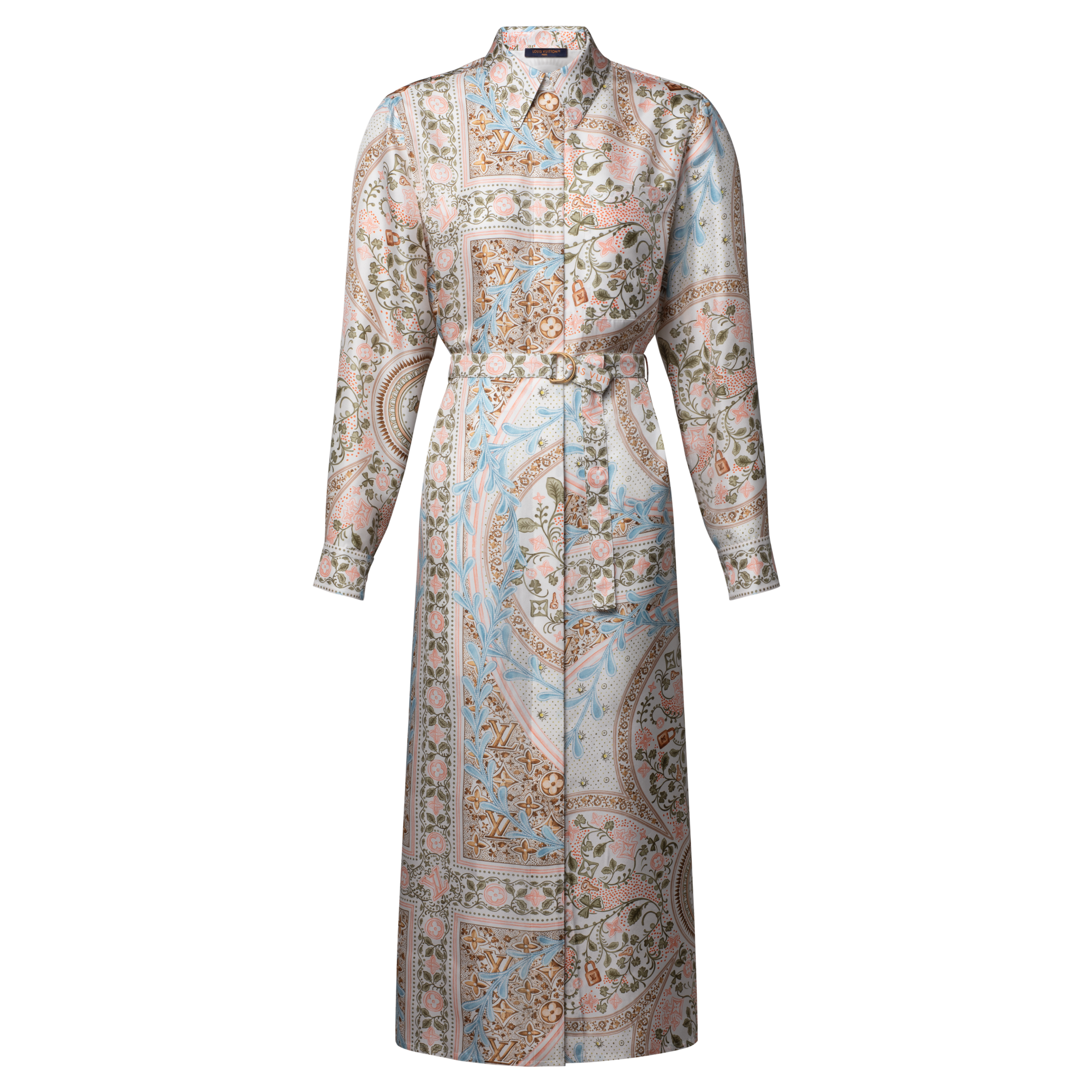 LOUIS VUITTON Flower Foulard Shirt Dress Grey Mouse. Size 38