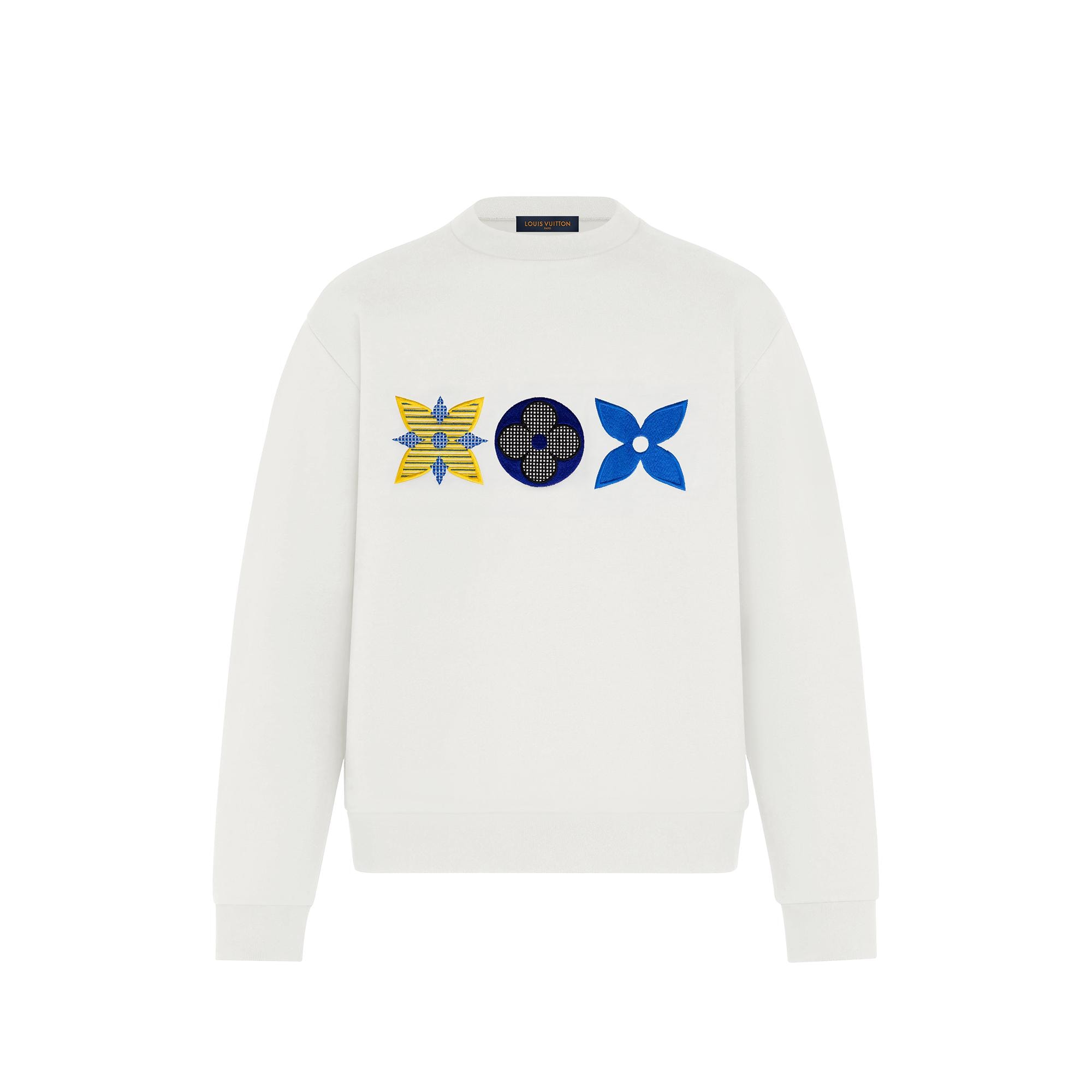 white embroidered sweatshirt