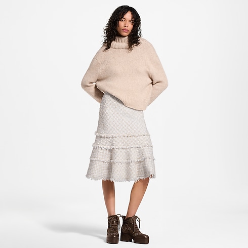 Ready-to-Wear New In Ready-to-Wear Fringe Trim Tweed Skirt | Louis Vuitton ® (Product zoom)