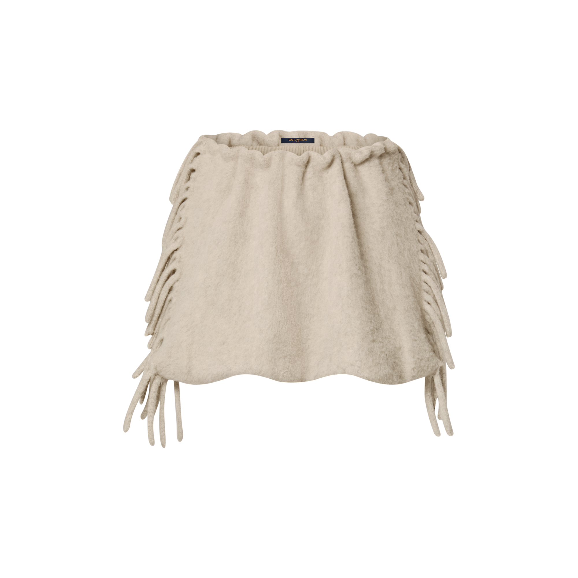Fringed Brushed Knit Mini Skirt