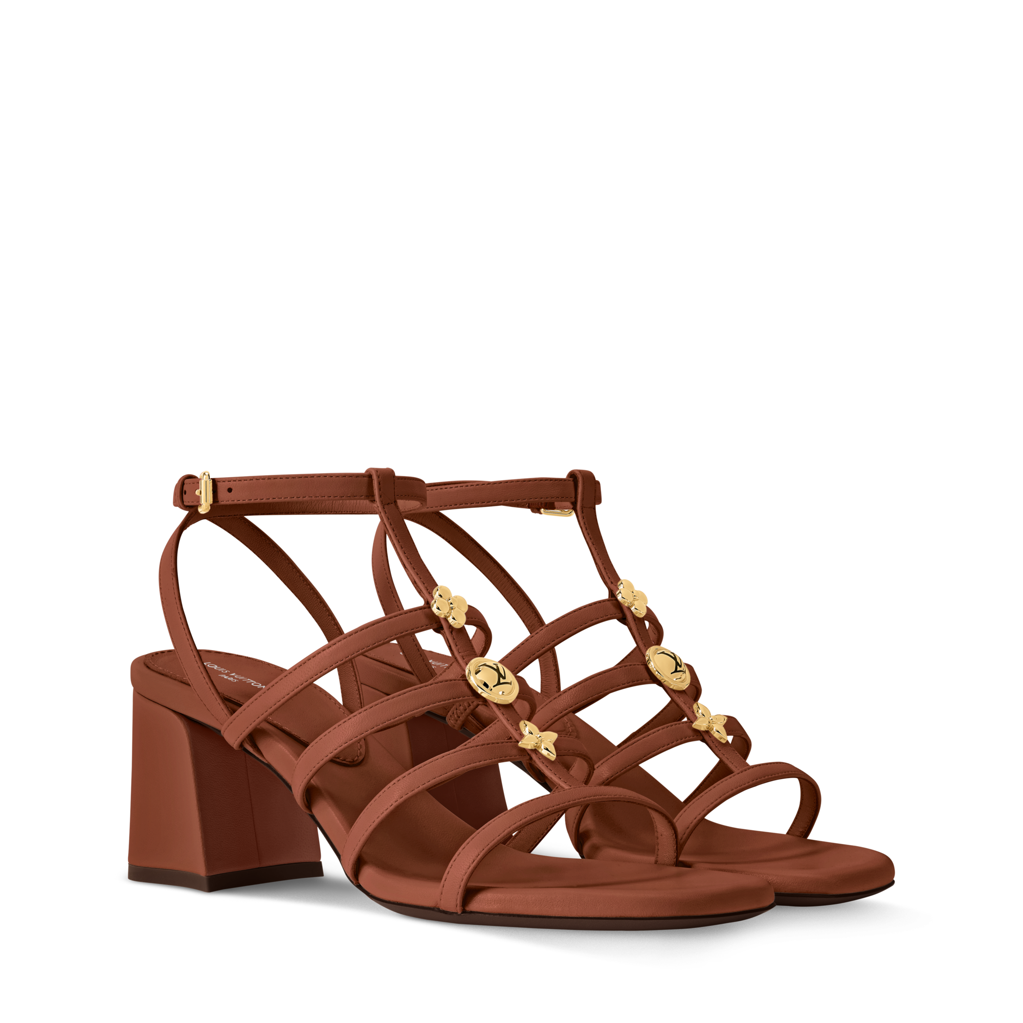 Louis Vuitton Brown Leather Sandals with Cross-Strap Design Louis Vuitton Passenger Flat Sandals -  main image 3