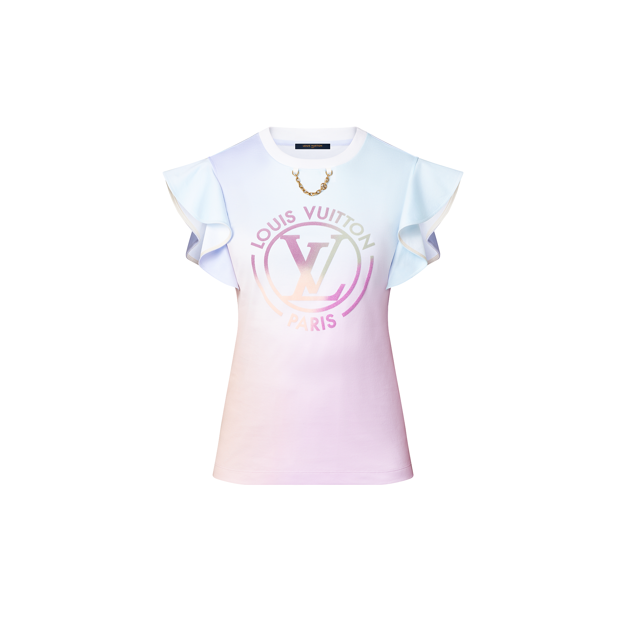 Gradient LV Circle Flounce Sleeve T-Shirt