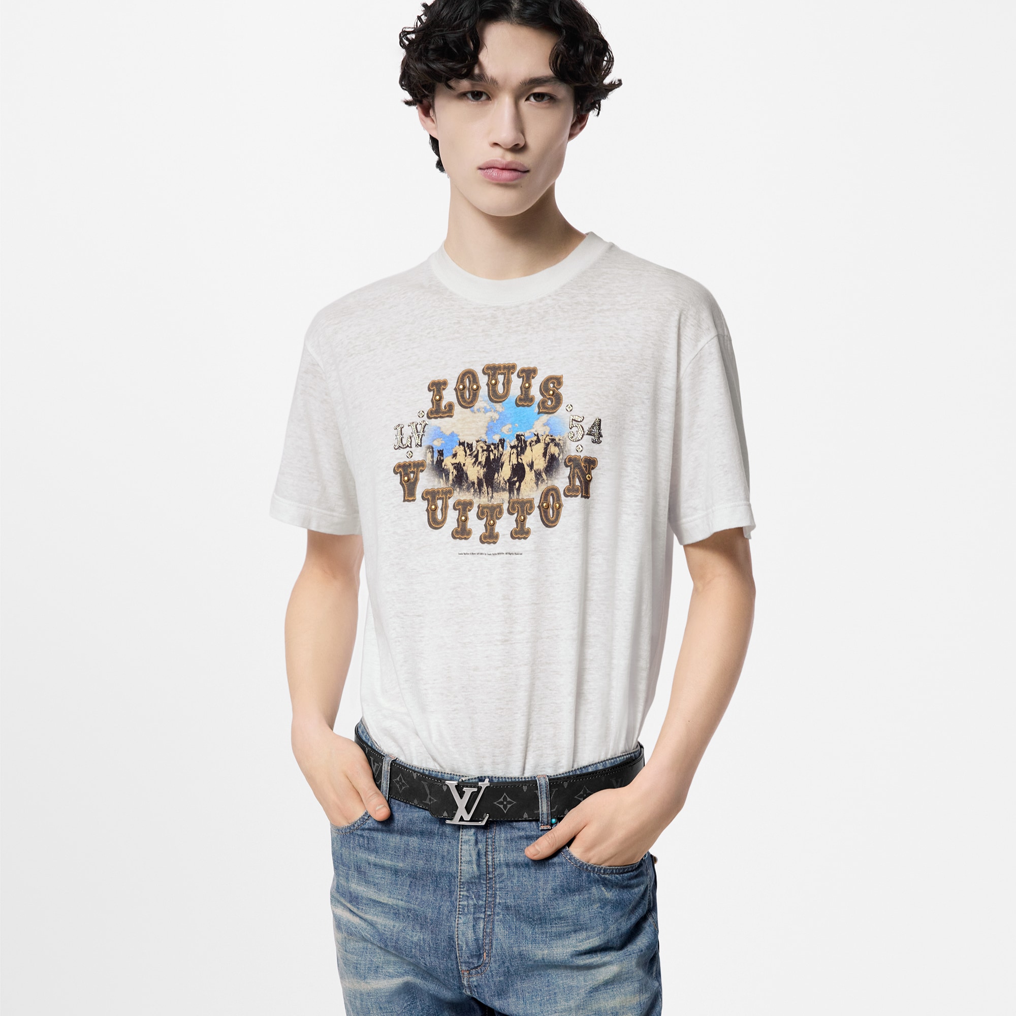  Ready-to-Wear T-Shirts and Polos Graphic Cotton And Linen-Blend T-Shirt | Louis Vuitton ® (Product zoom)