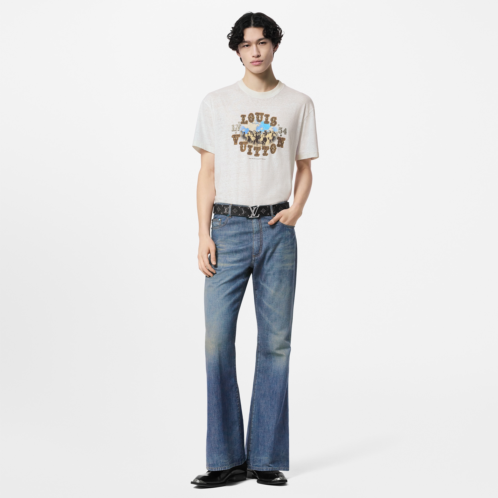  Ready-to-Wear T-Shirts and Polos Graphic Cotton And Linen-Blend T-Shirt | Louis Vuitton ® (Product zoom)