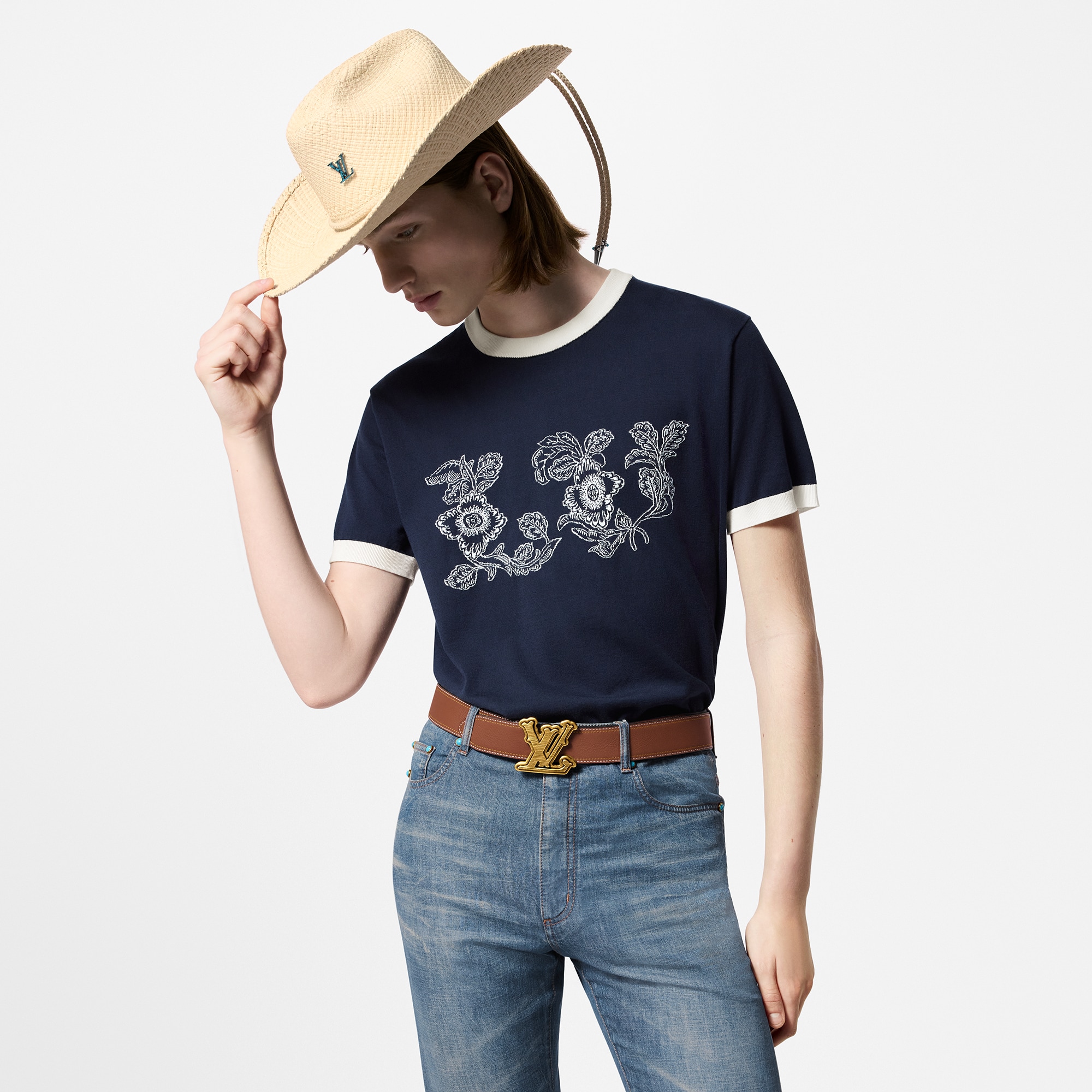  Ready-to-Wear Knitwear and Sweatshirts Graphic Intarsia Short-Sleeved Cotton Crewneck | Louis Vuitton ® (Product zoom)