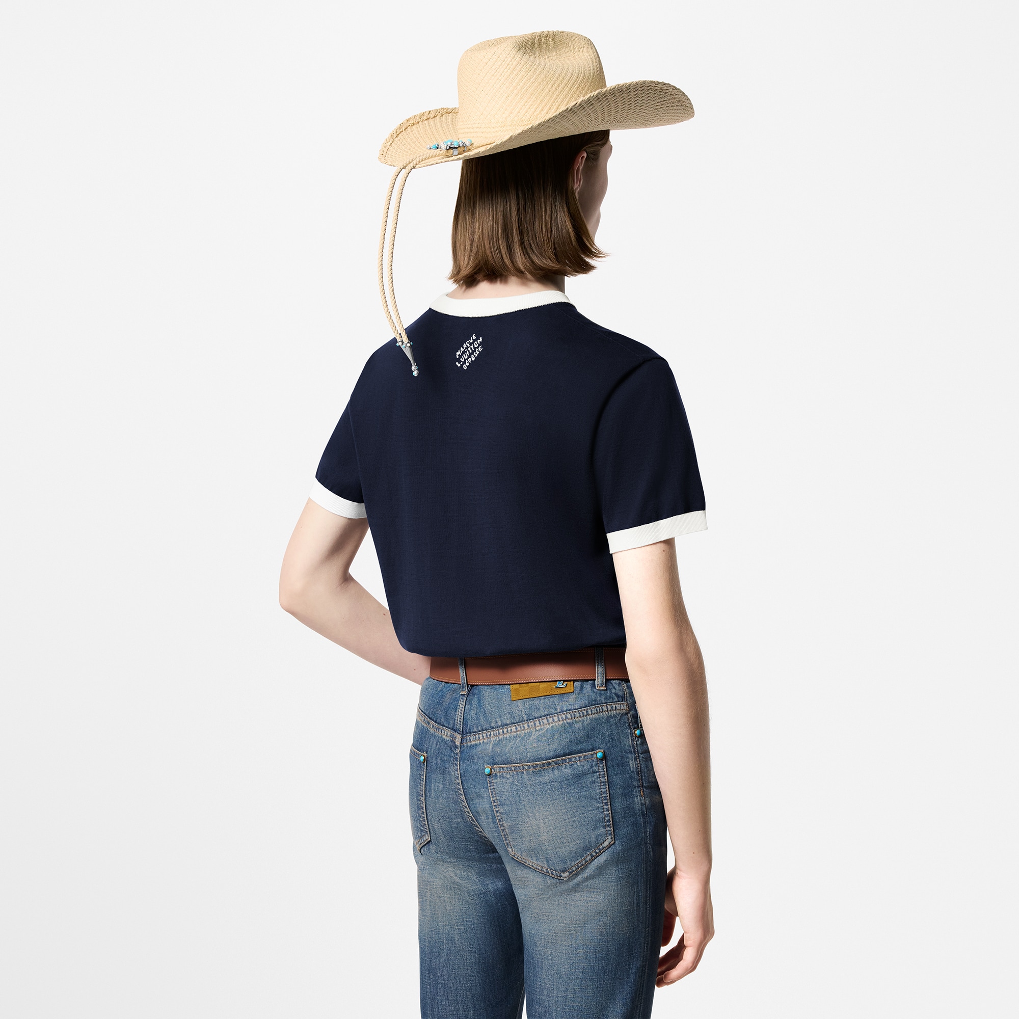  Ready-to-Wear Knitwear and Sweatshirts Graphic Intarsia Short-Sleeved Cotton Crewneck | Louis Vuitton ® (Product zoom)