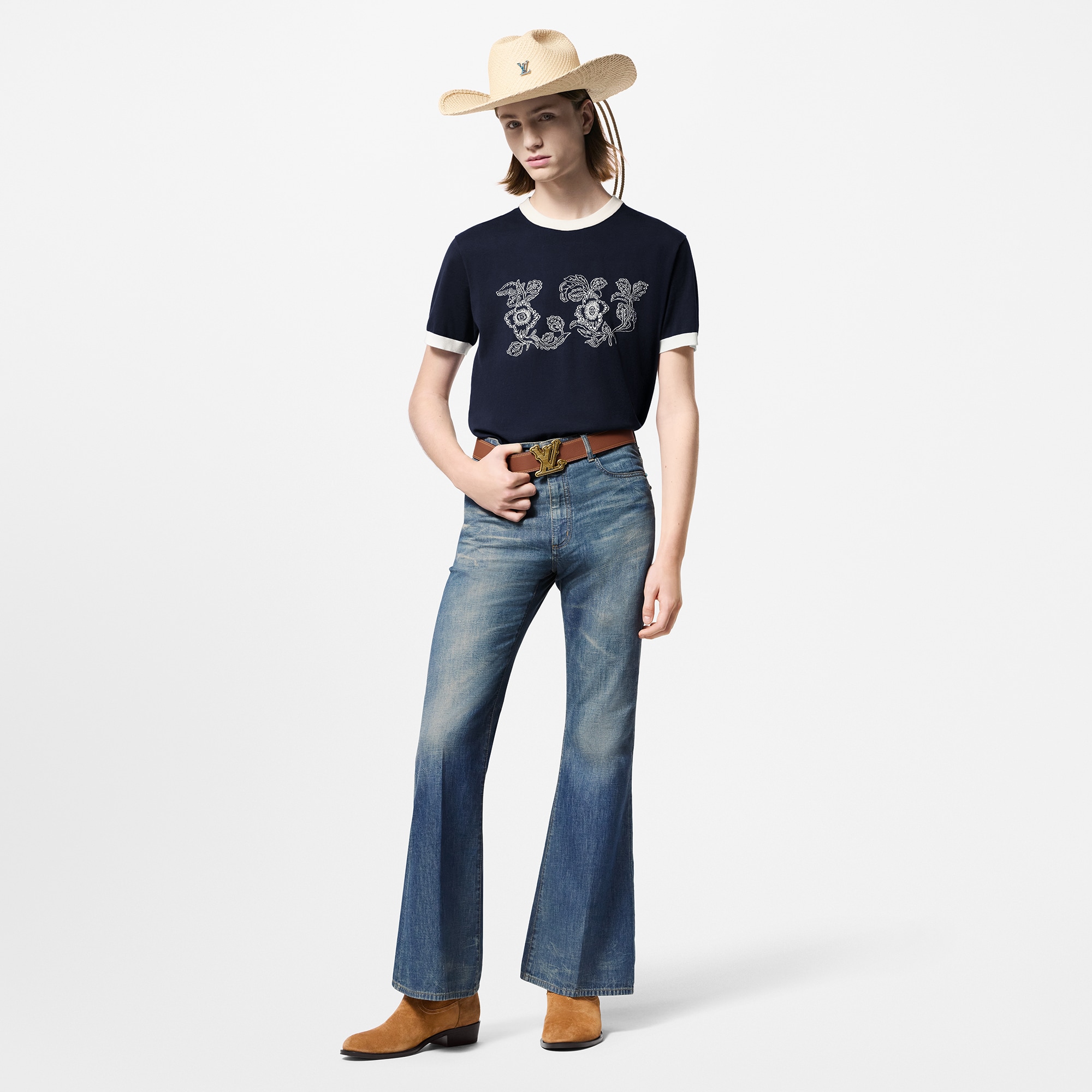  Ready-to-Wear Knitwear and Sweatshirts Graphic Intarsia Short-Sleeved Cotton Crewneck | Louis Vuitton ® (Product zoom)